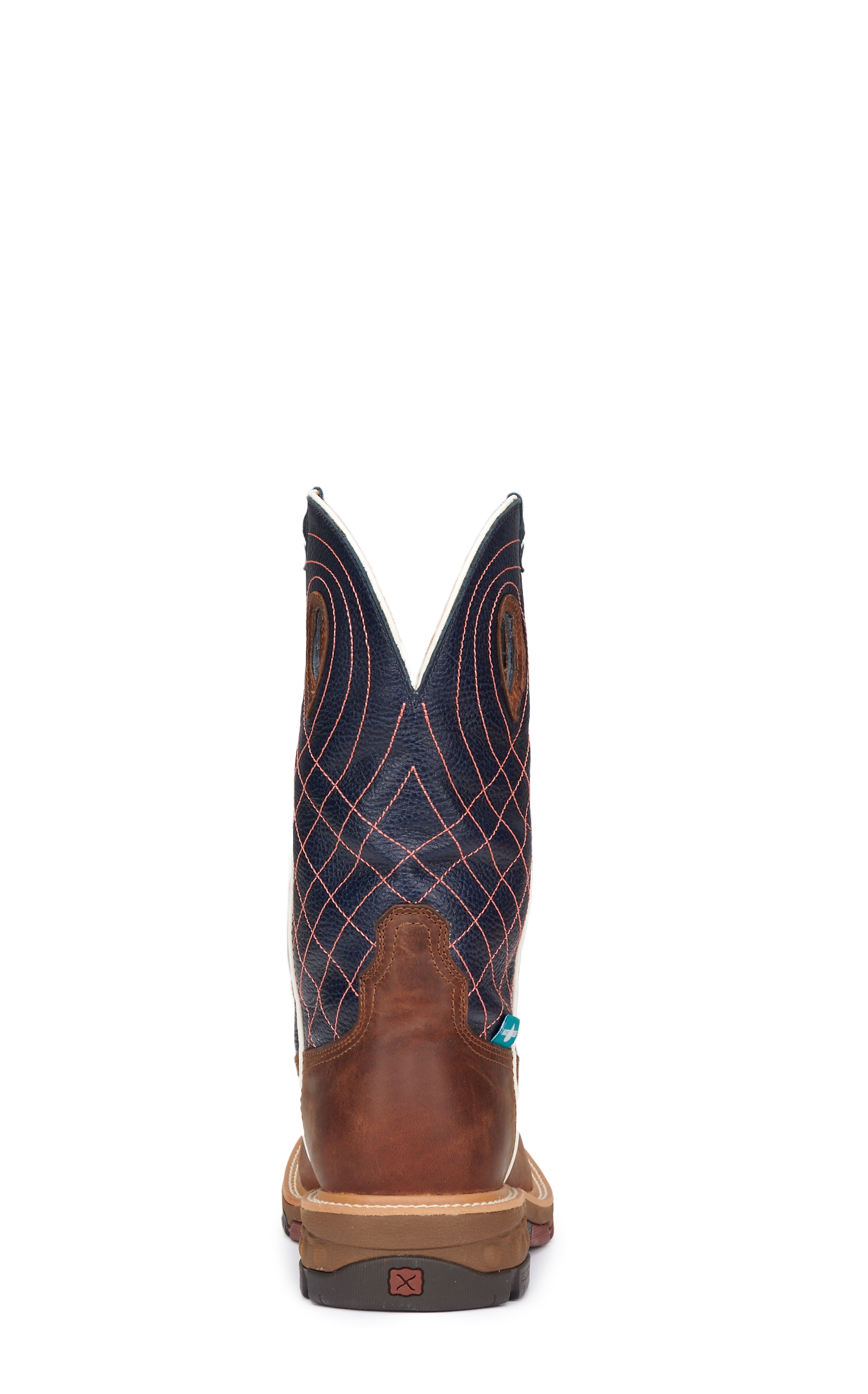 Twisted X Men's Brown and Navy with Cross Embroidery CellStretch Square Toe Work Boot - Image 1