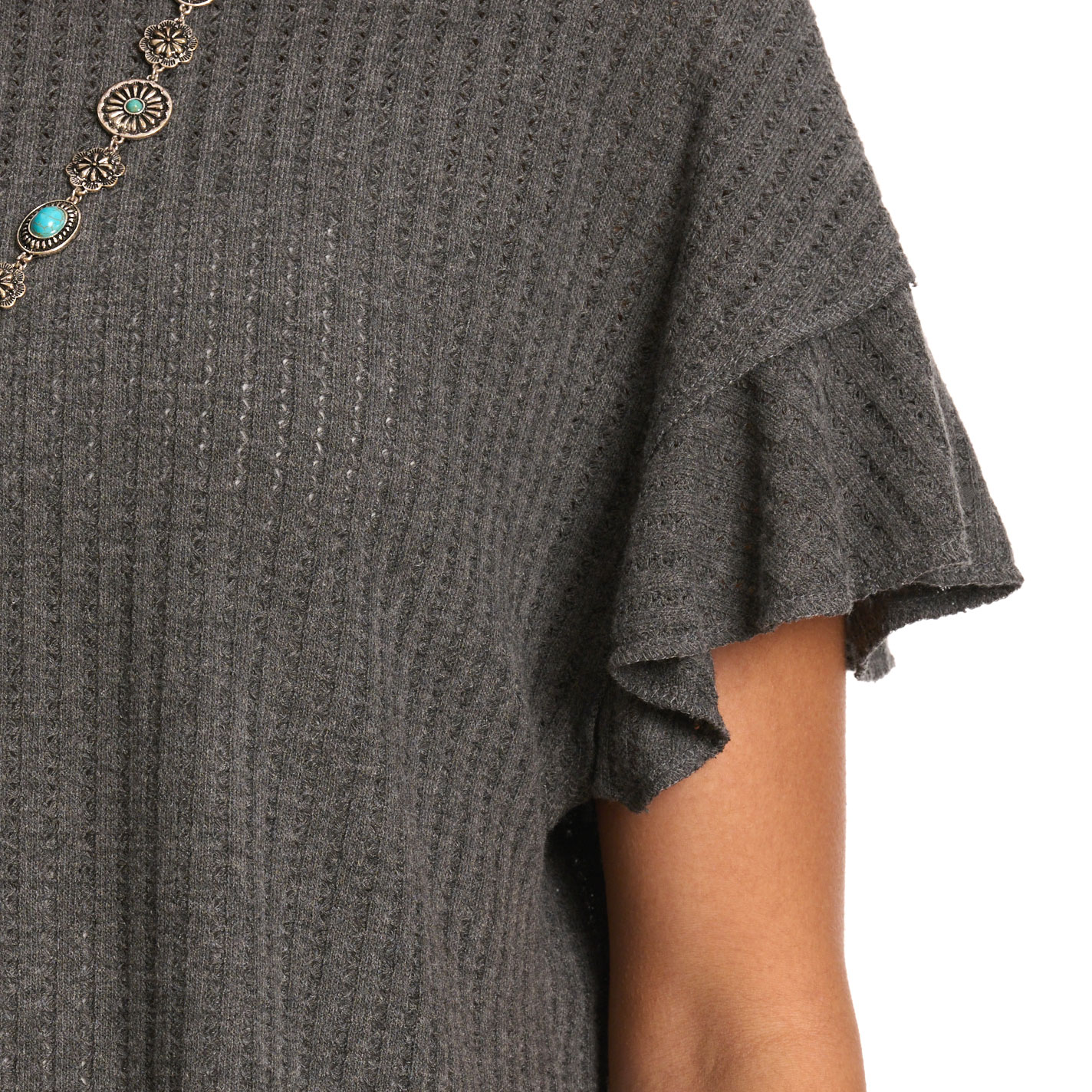 Moa Moa Women's Flutter Charcoal Solid Ribbed Top - Image 1