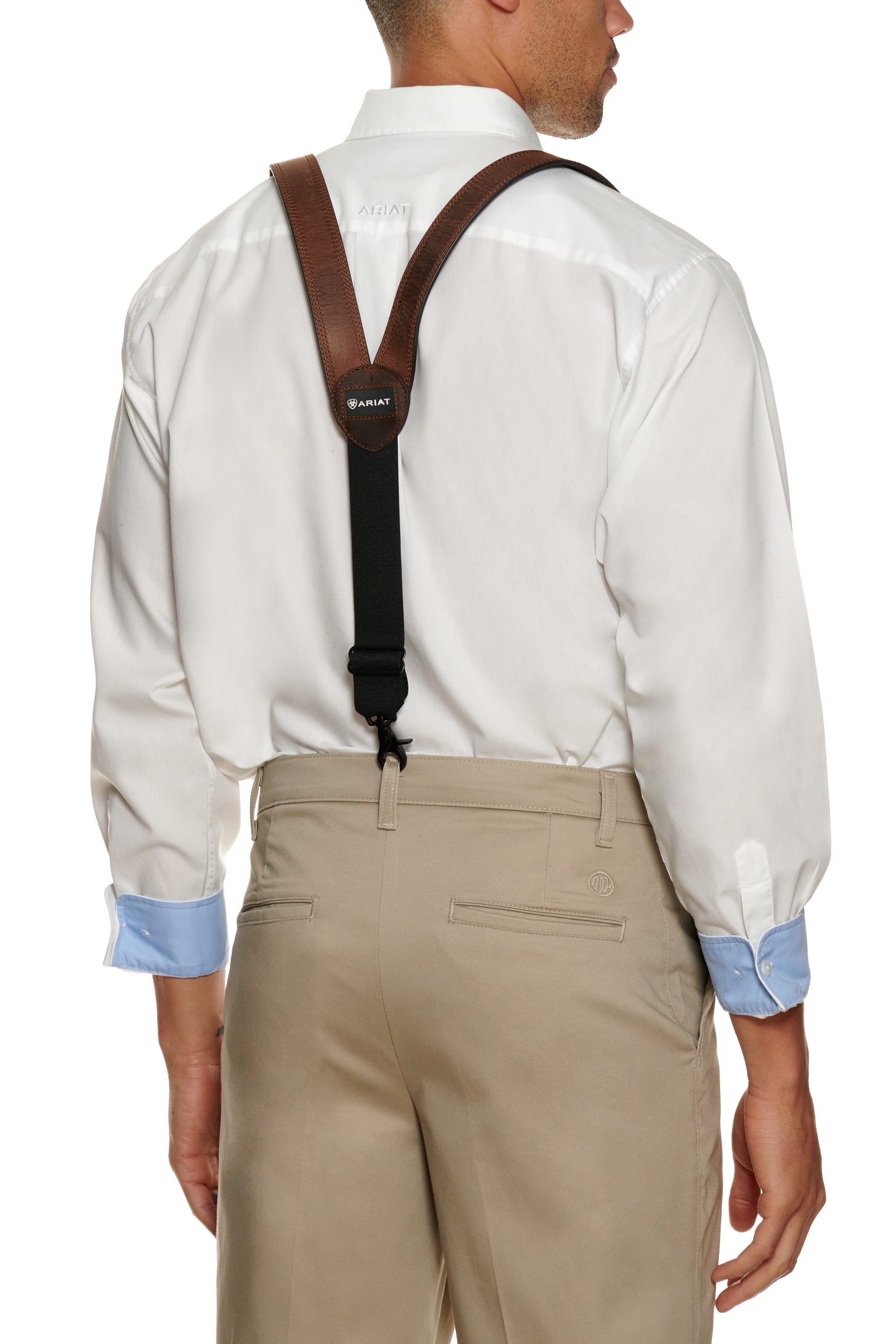 Ariat Men's Gallas Medium Brown Distressed Suspenders - Image 1