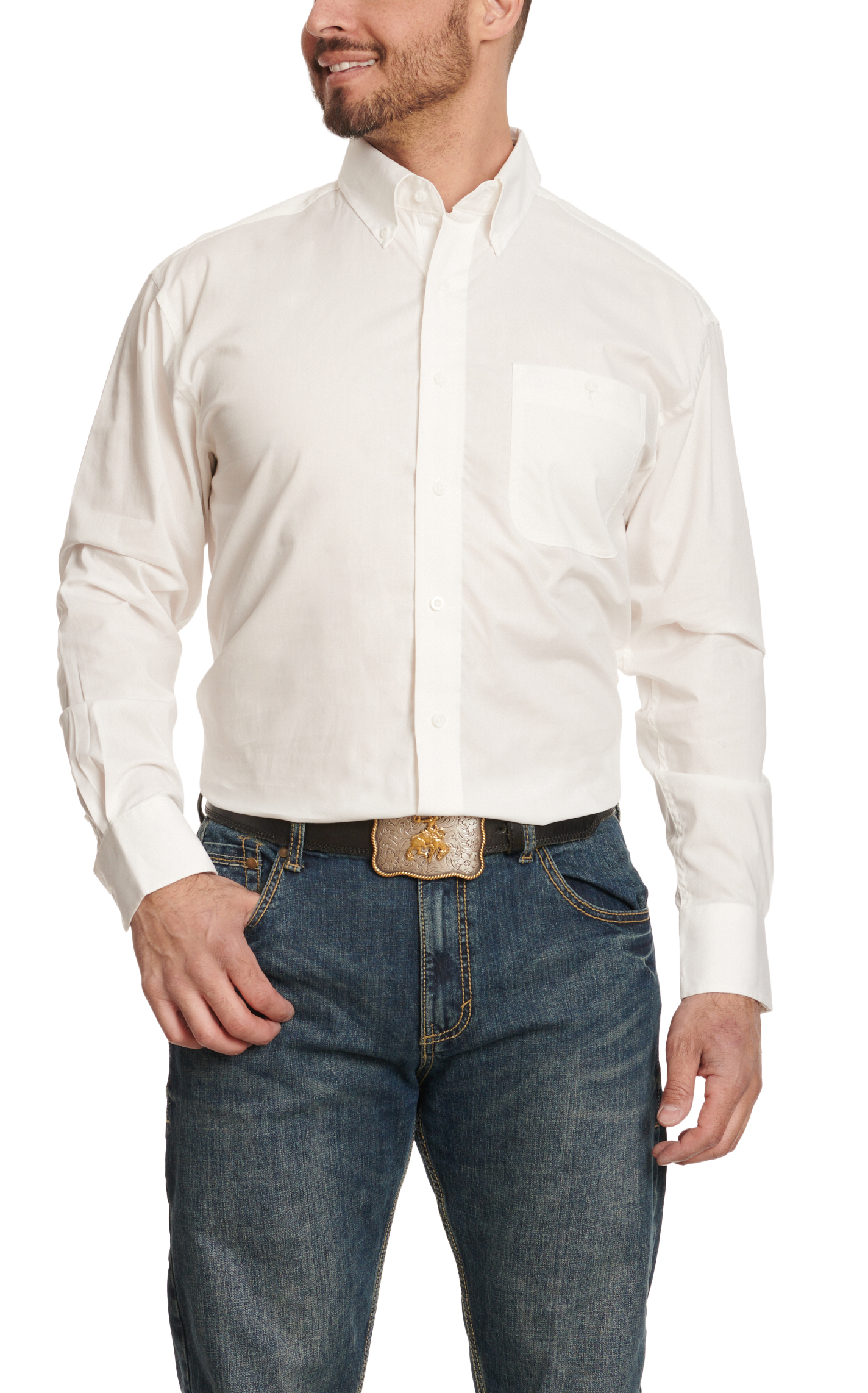 Wrangler George Strait Collection Men's White Stretch Western Shirt - Big & Tall Sizes - Image 3