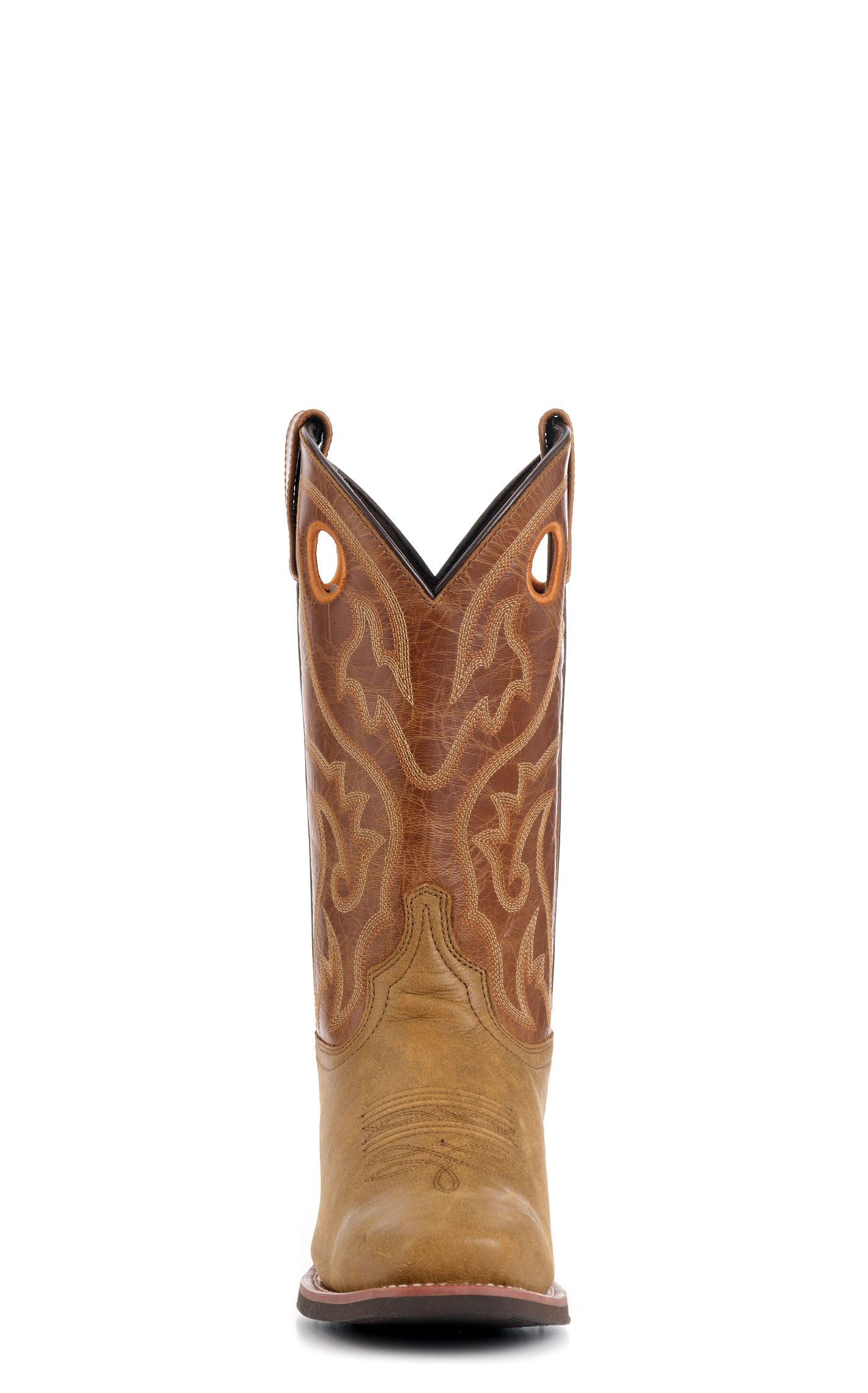 Laredo Men’s Tan Frontier Punchy Square Toe Cowboy Boots - Image 1