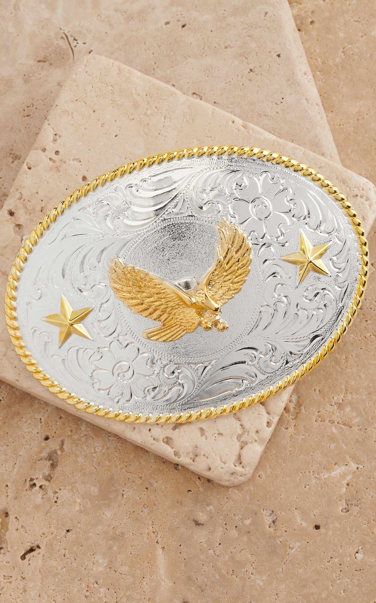 M&F Western Products Silver with Gold Soaring Eagle Belt Buckle - Image 1