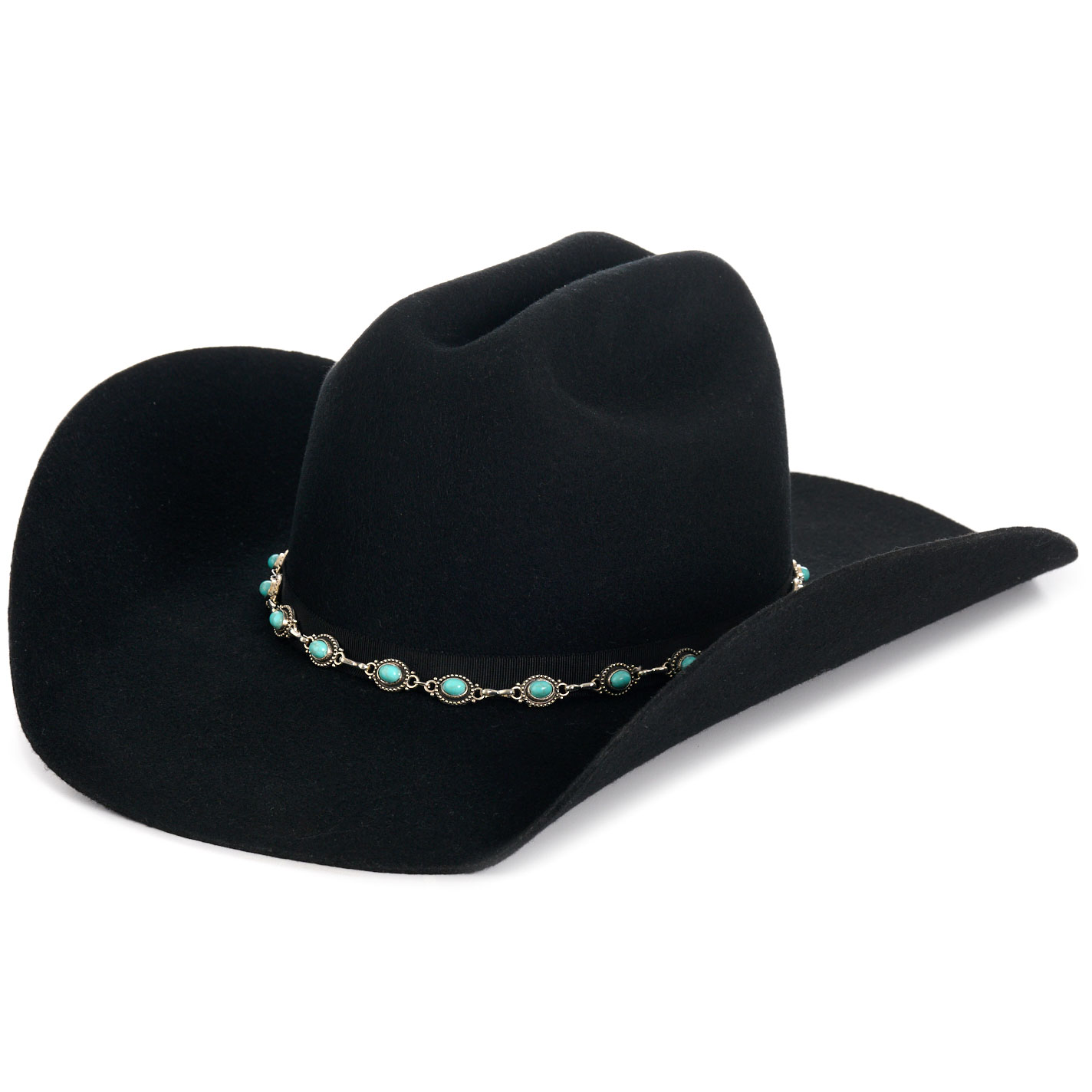 Justin Vintage Collection Women's Black Felt Turquoise Accent Western Hat - Image 5