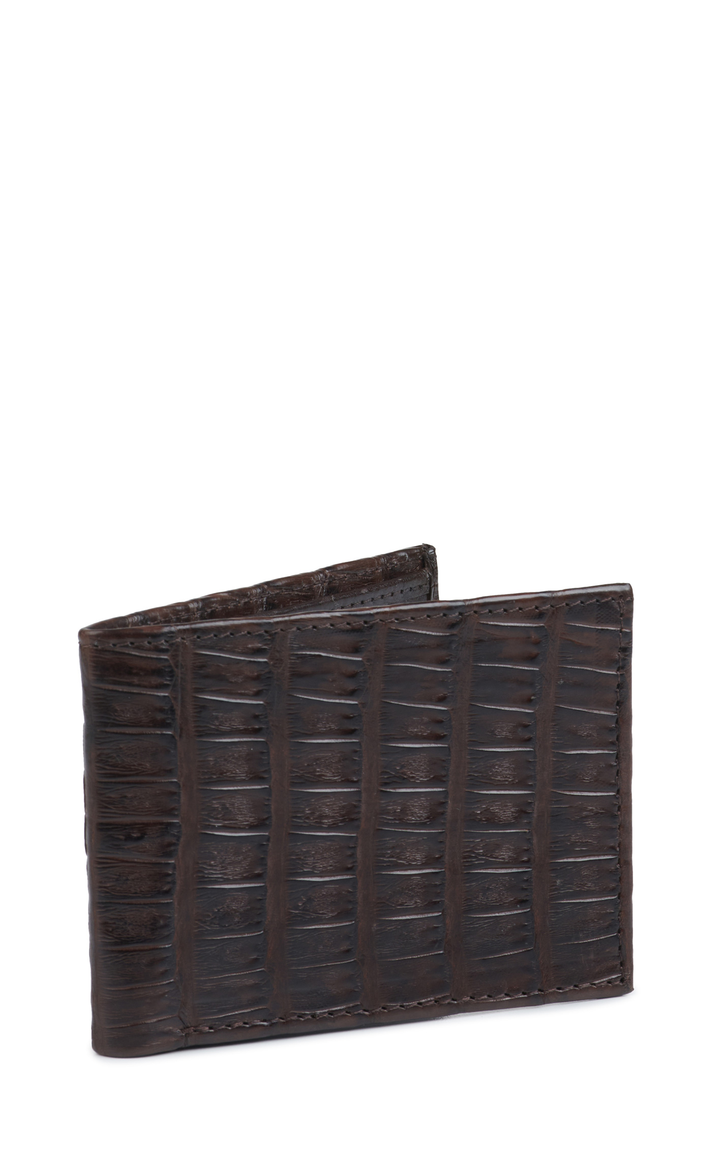 JRC & Sons Men's Brown Caiman Leather Bifold Exotic Wallet - Image 1