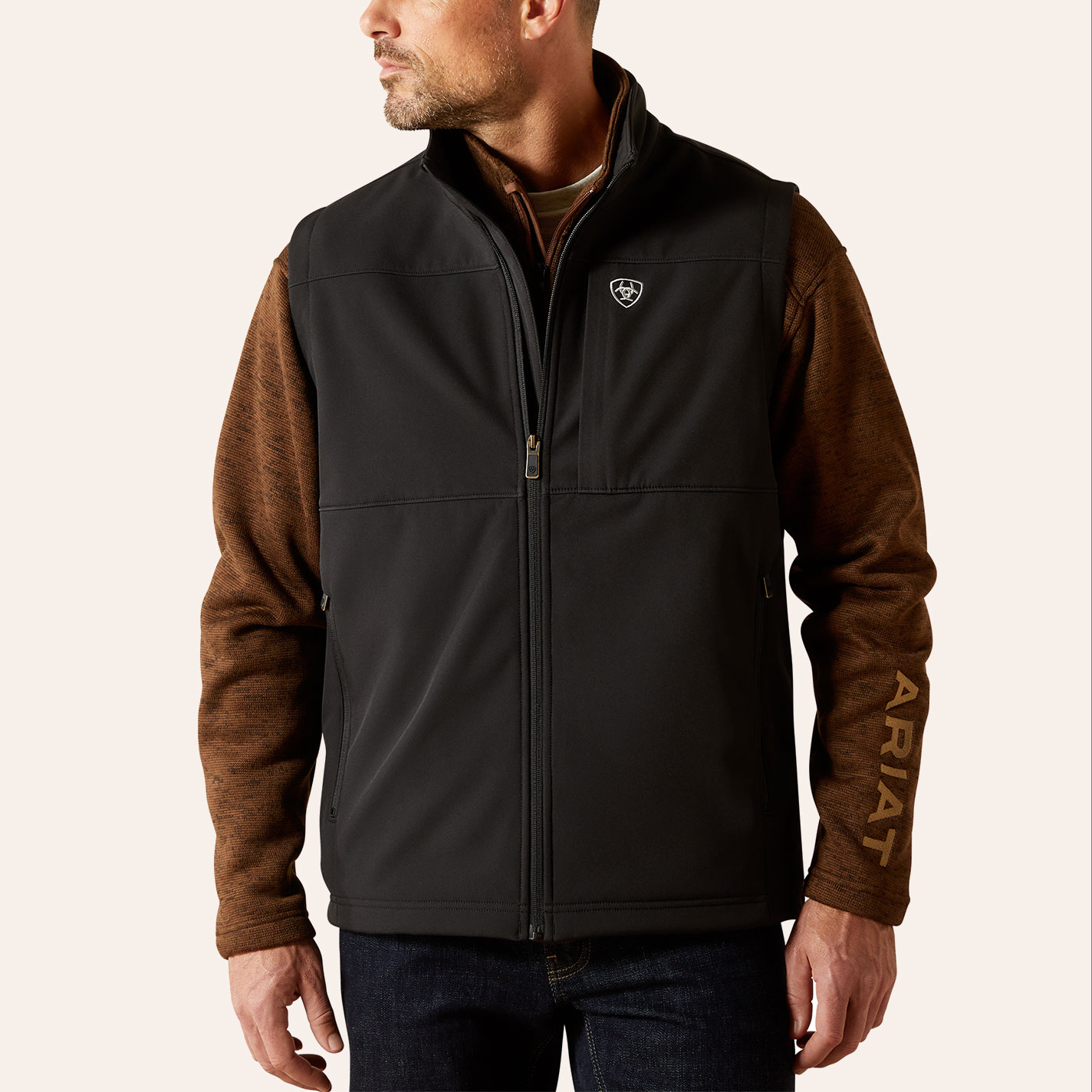 Ariat Men's Vernon Black Softshell Vest - Image 1