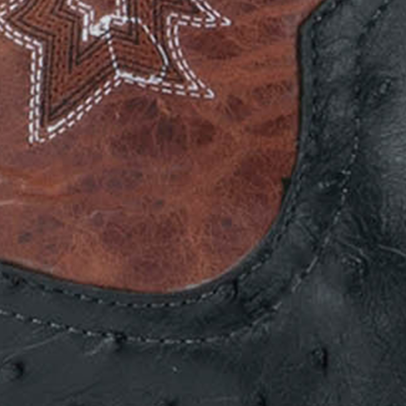 Anderson Bean Men's Black Full Quill Ostrich and Rust Lava Square Toe Exotic Cowboy Boots - Image 1
