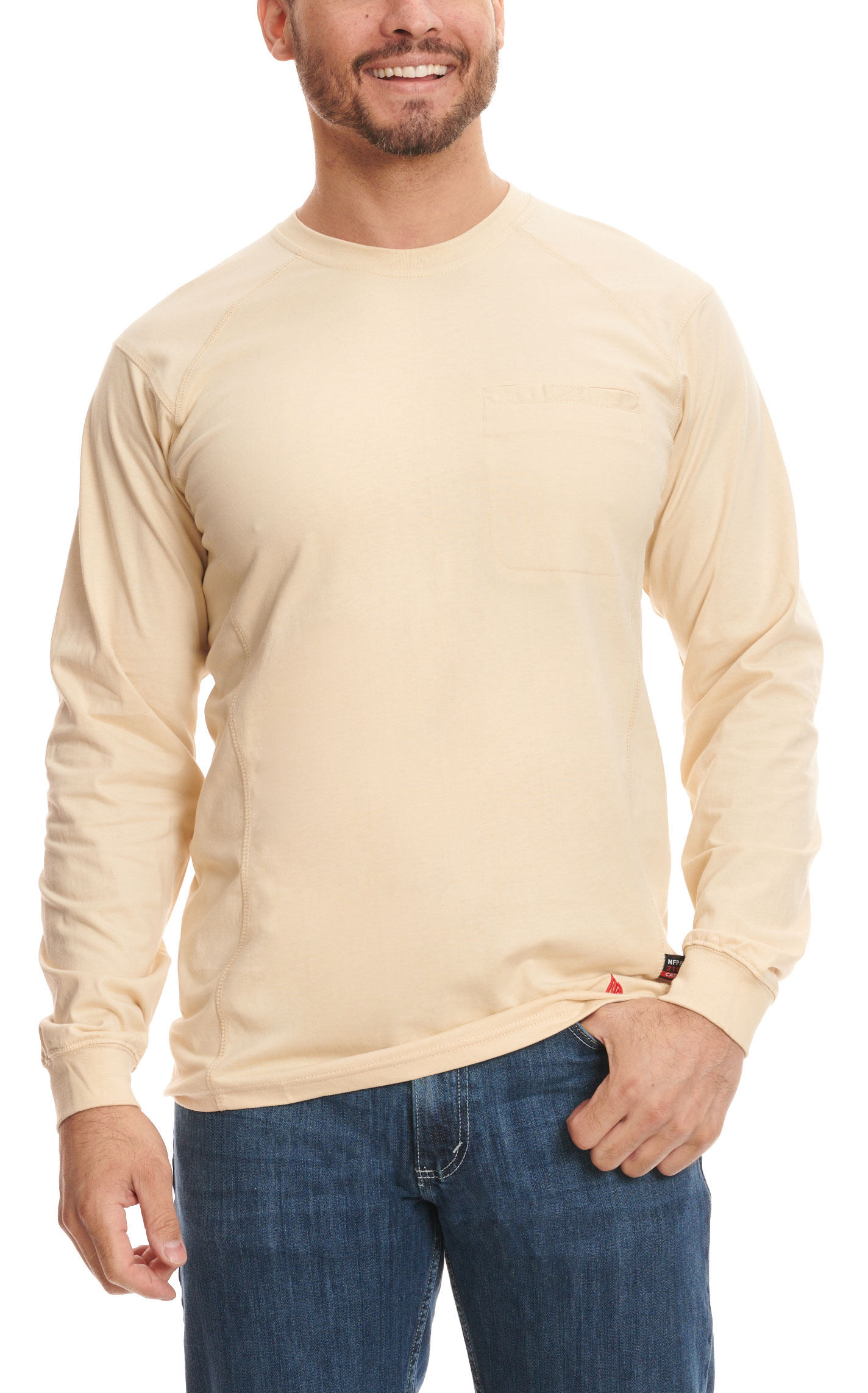 Forge Men's Sand Light Weight Long Sleeve FR Work T-Shirt - Image 3