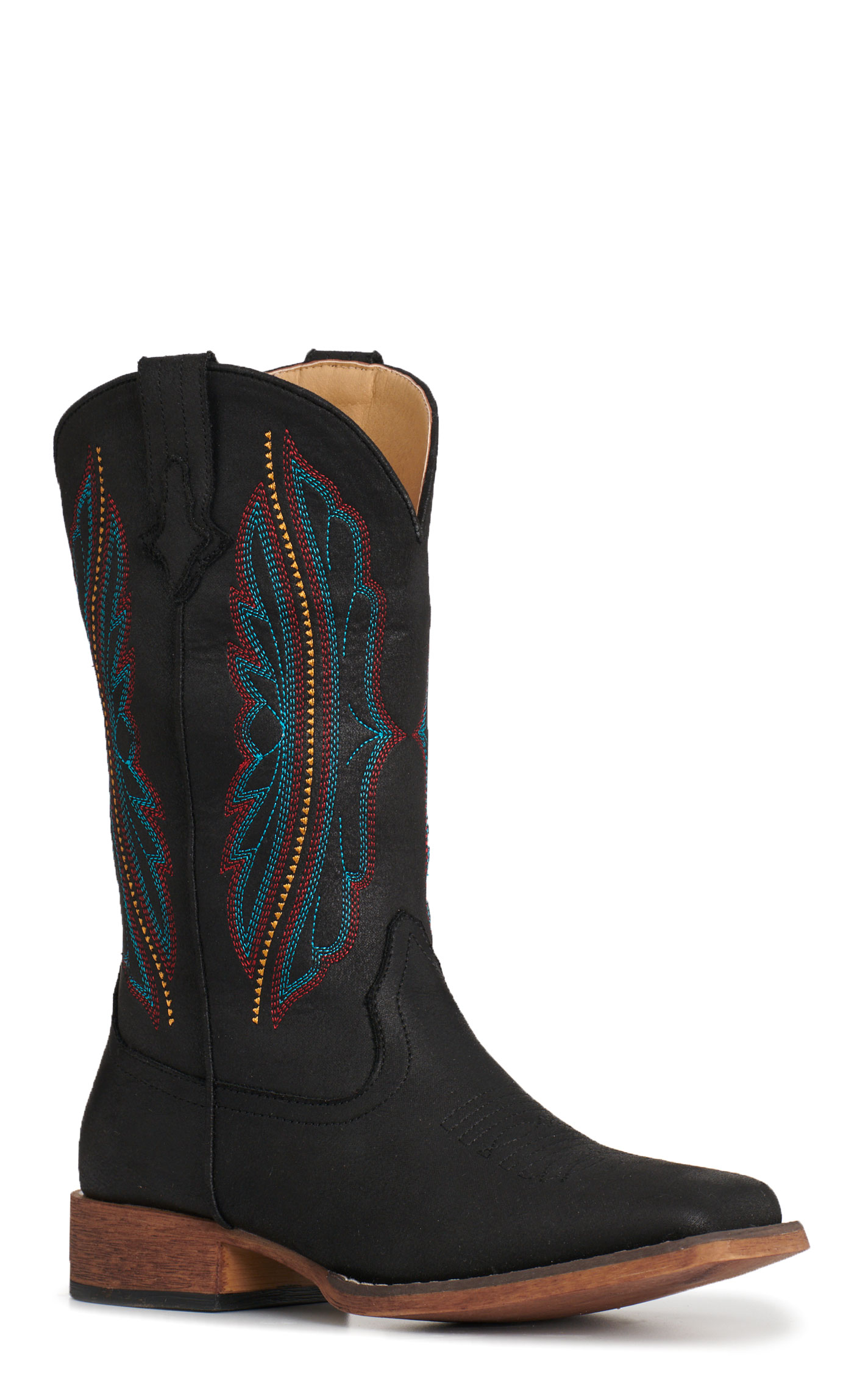 Roper Women's Black Faux Leather Square Toe Cowboy Boots - Image 1