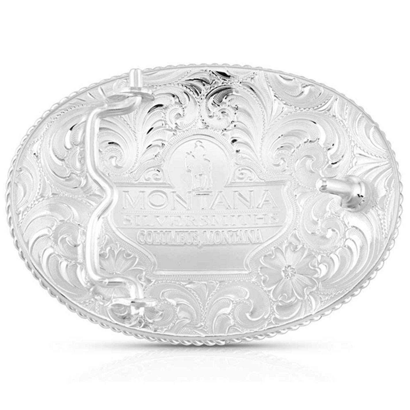 Montana Silversmiths Silver & Gold Rosebud Legacy Horse Oval Belt Buckle - Image 2