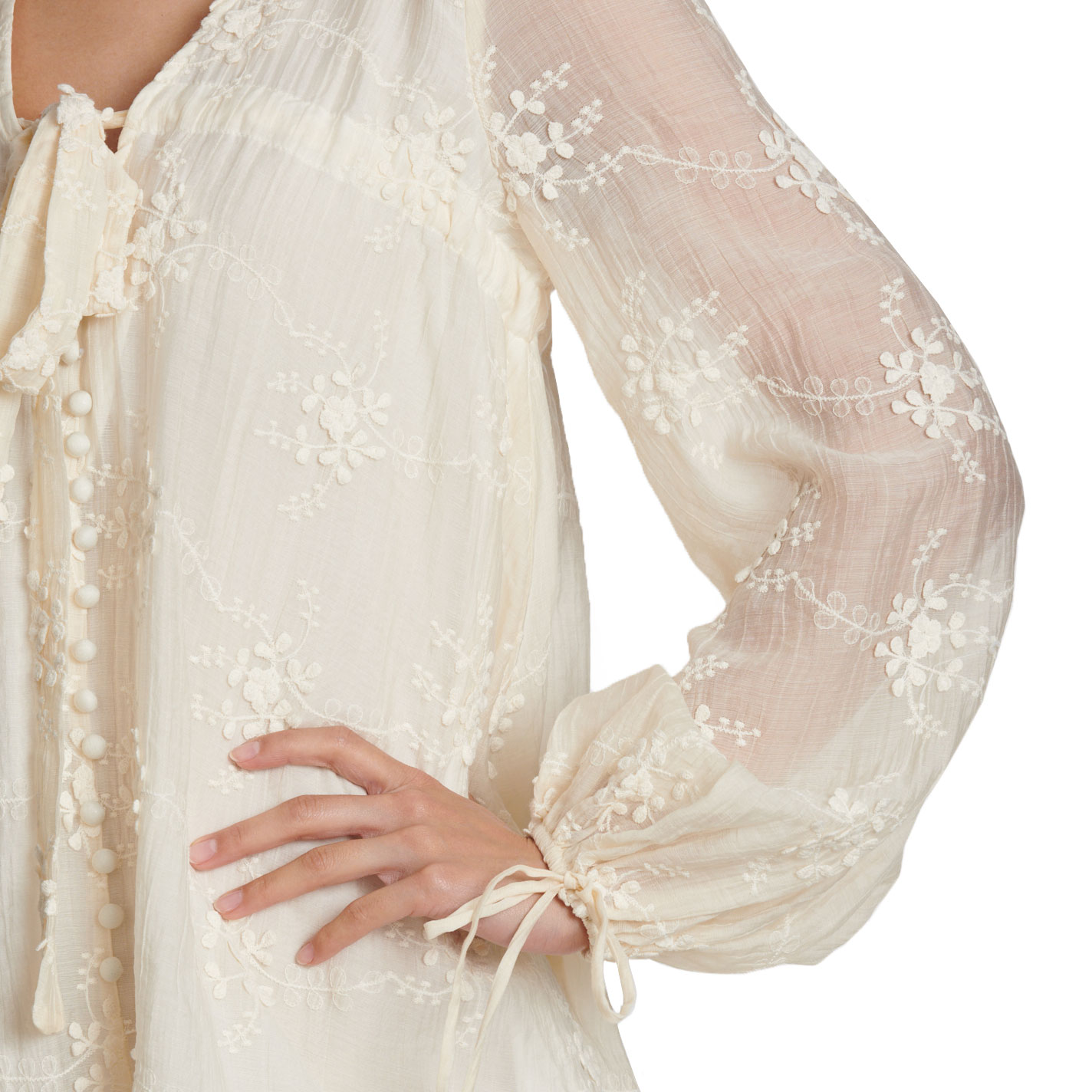 Endless Blu Women's Cream Floral Lace Dress - Image 1