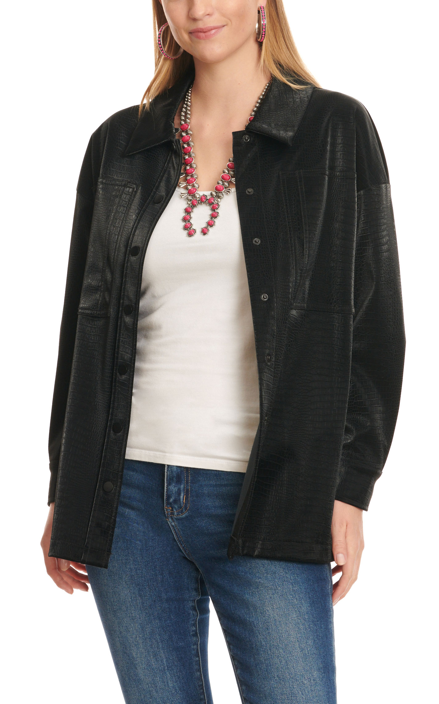 Dear John Women's Midnight Black Embossed Shacket - Image 1