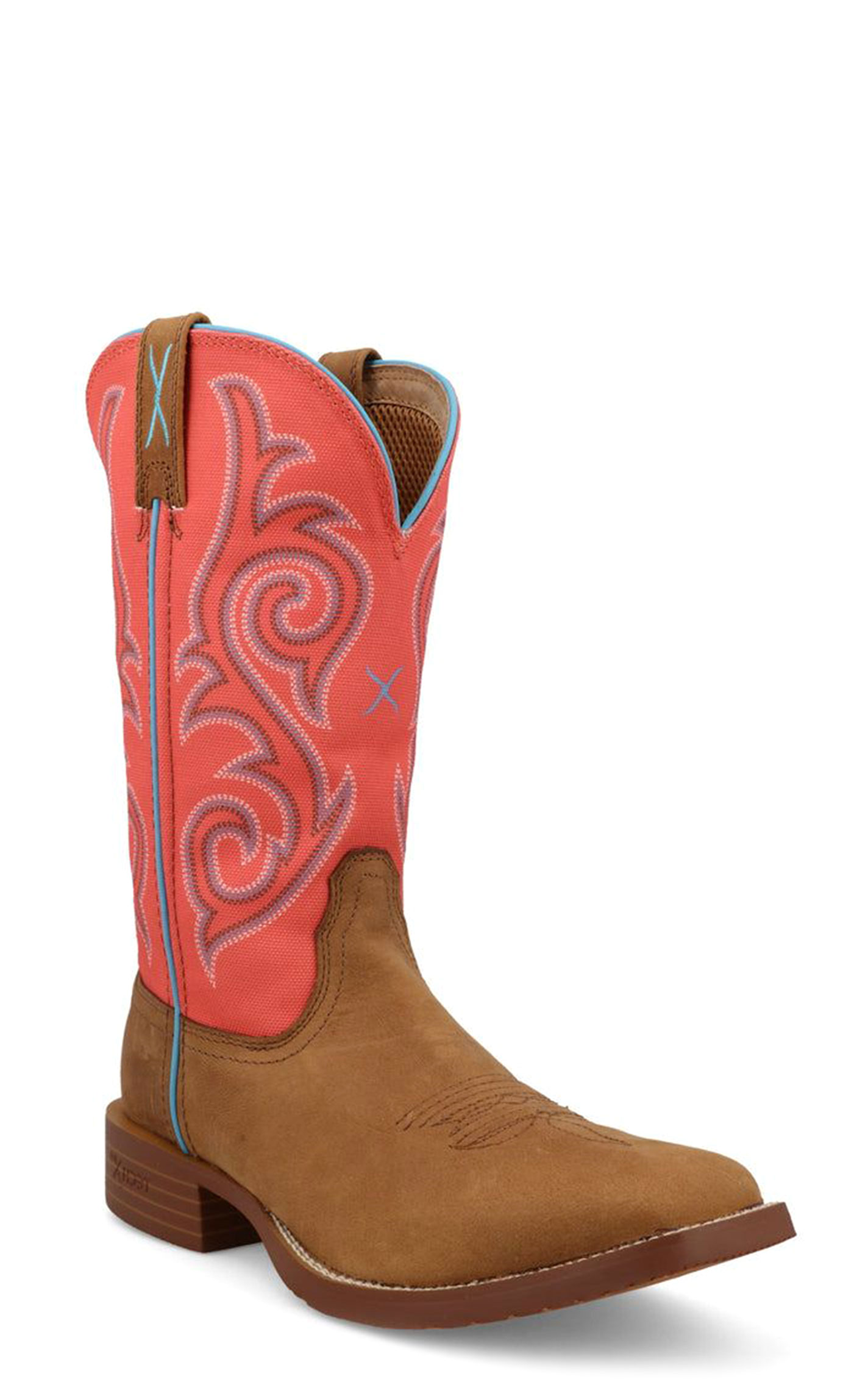 Twisted X Women's Tech X Distressed Saddle and Salmon CellStretch Wide Square Toe Cowboy Boots - Image 5