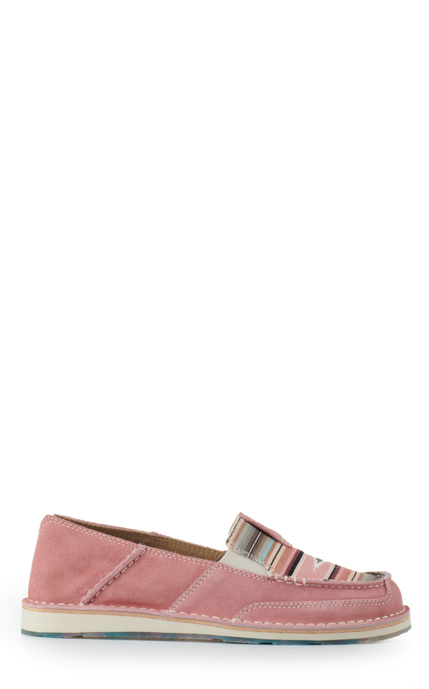 Ariat Ladies Cruiser Pink Suede and Serape Moc Toe Casual Shoes - Image 1