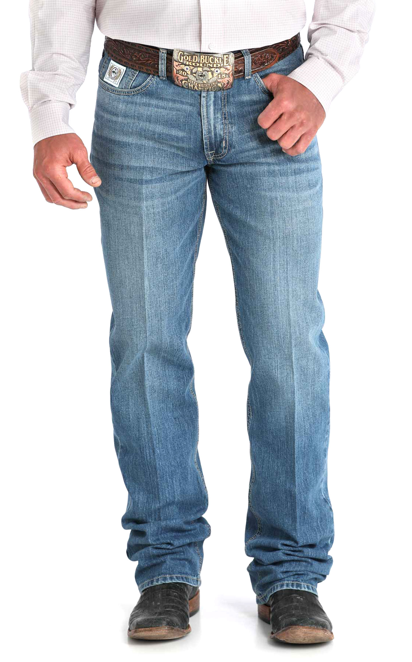 Cinch Men’s White Label Medium Stonewash Relaxed Straight Leg Jeans - Image 1