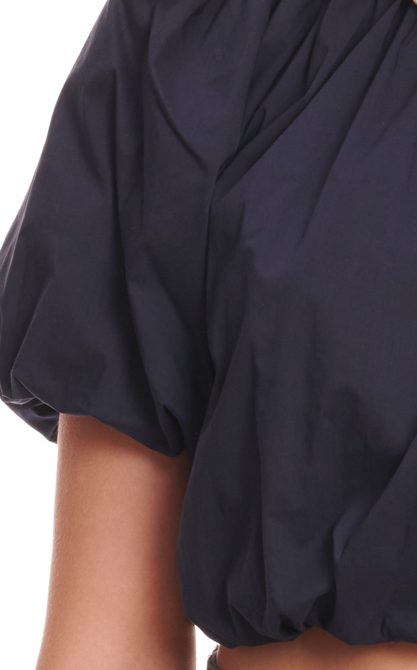 Day & Moon Women's Navy Gathered & Puffed Short Sleeve Crop Top - Image 1