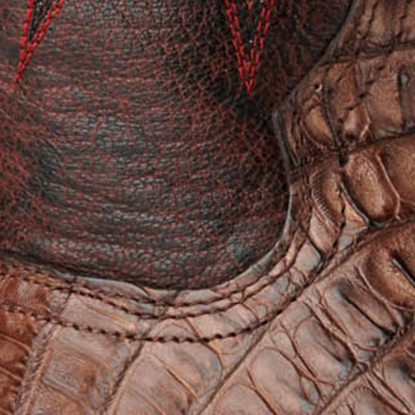 R. Watson Men's Kango Tobac Hornback Caiman Tail and Cognac Wide Square Toe Exotic Cowboy Boots - Image 1