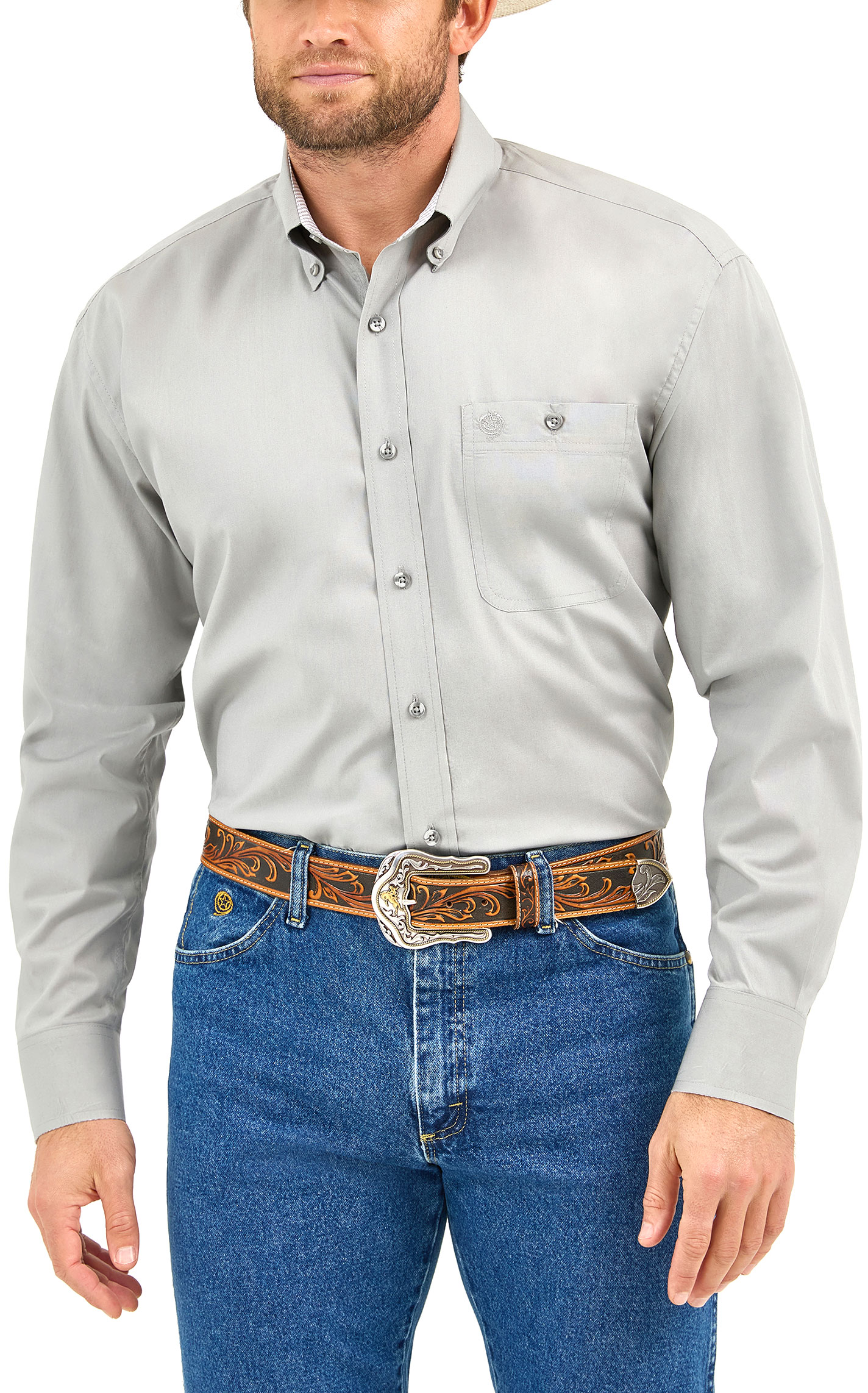 Wrangler Men's George Strait Collection Gray Western Shirt - Image 1