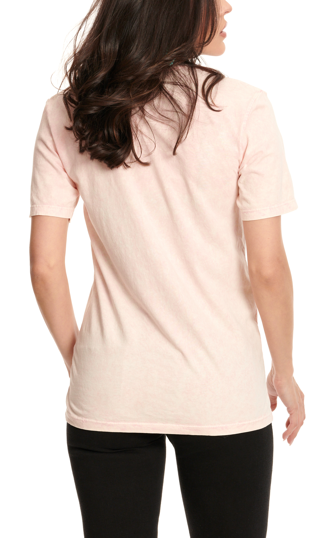 Lotus Fashion Women's Pale Pink Rockin' Rings Skeleton Hand Graphic Short Sleeve T-Shirt - Image 1