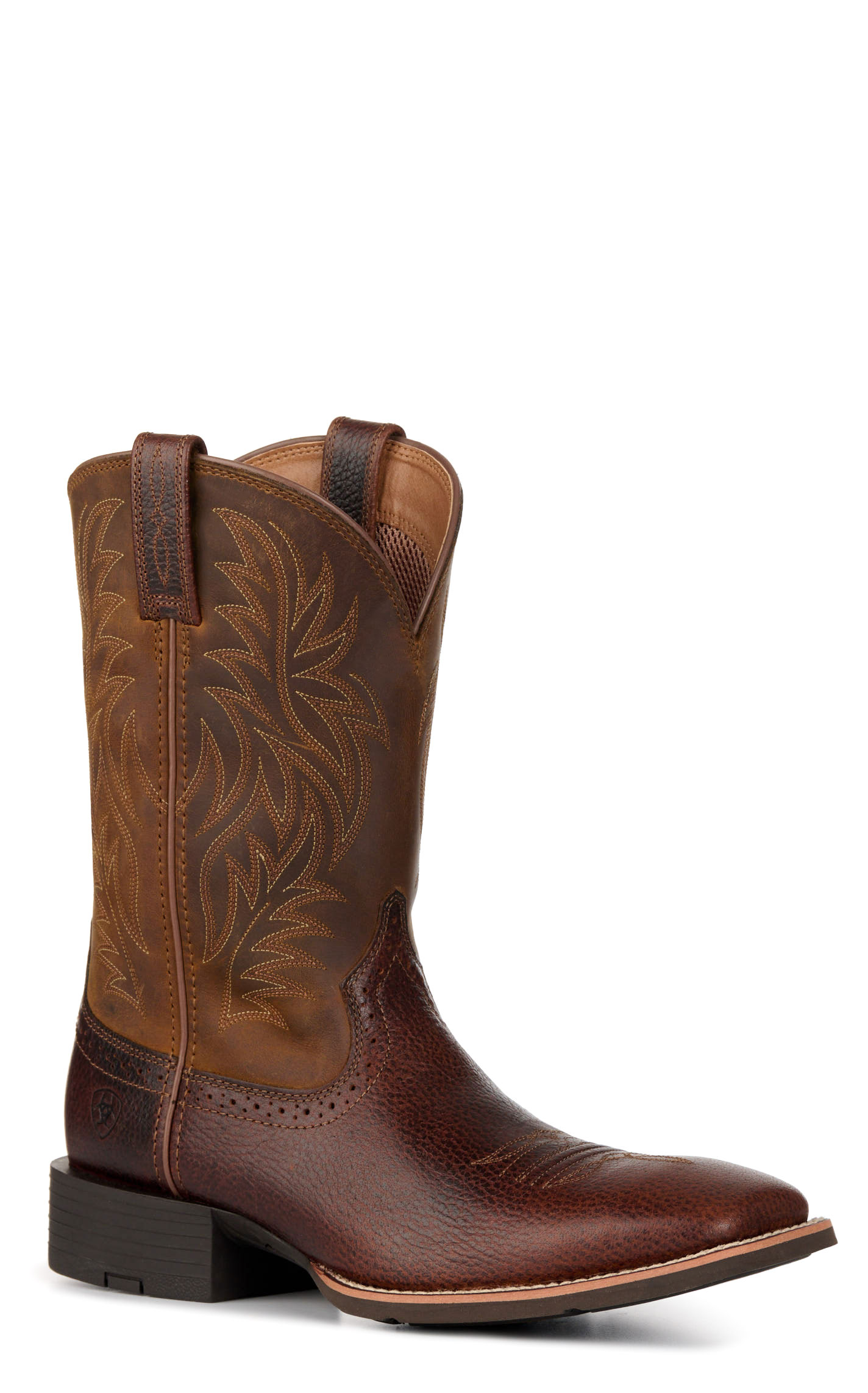 Ariat Men's Sport Fiddle Brown Wide Square Toe Cowboy Boots - Image 1