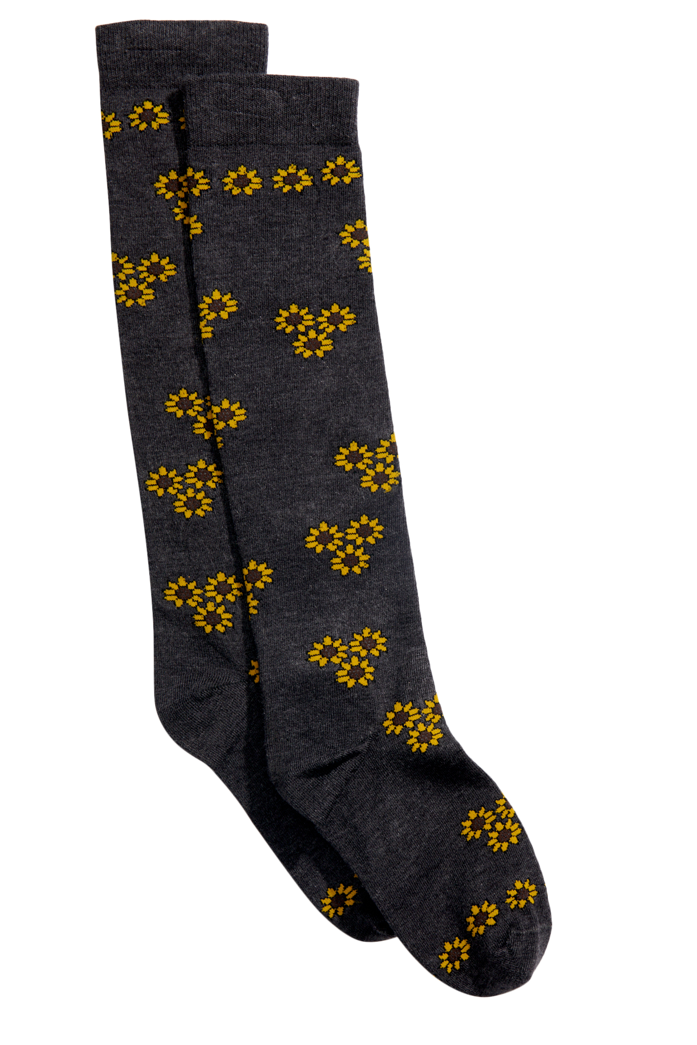 Boot Doctor Women's Charcoal & Sunflowers Over the Calf Boot Socks - Image 1