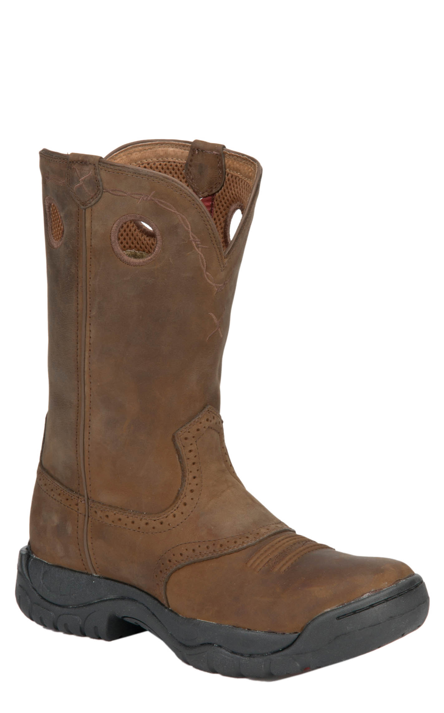 Twisted X Men's All Around Distressed Brown Saddle Vamp Pull On Work Boot - Image 1