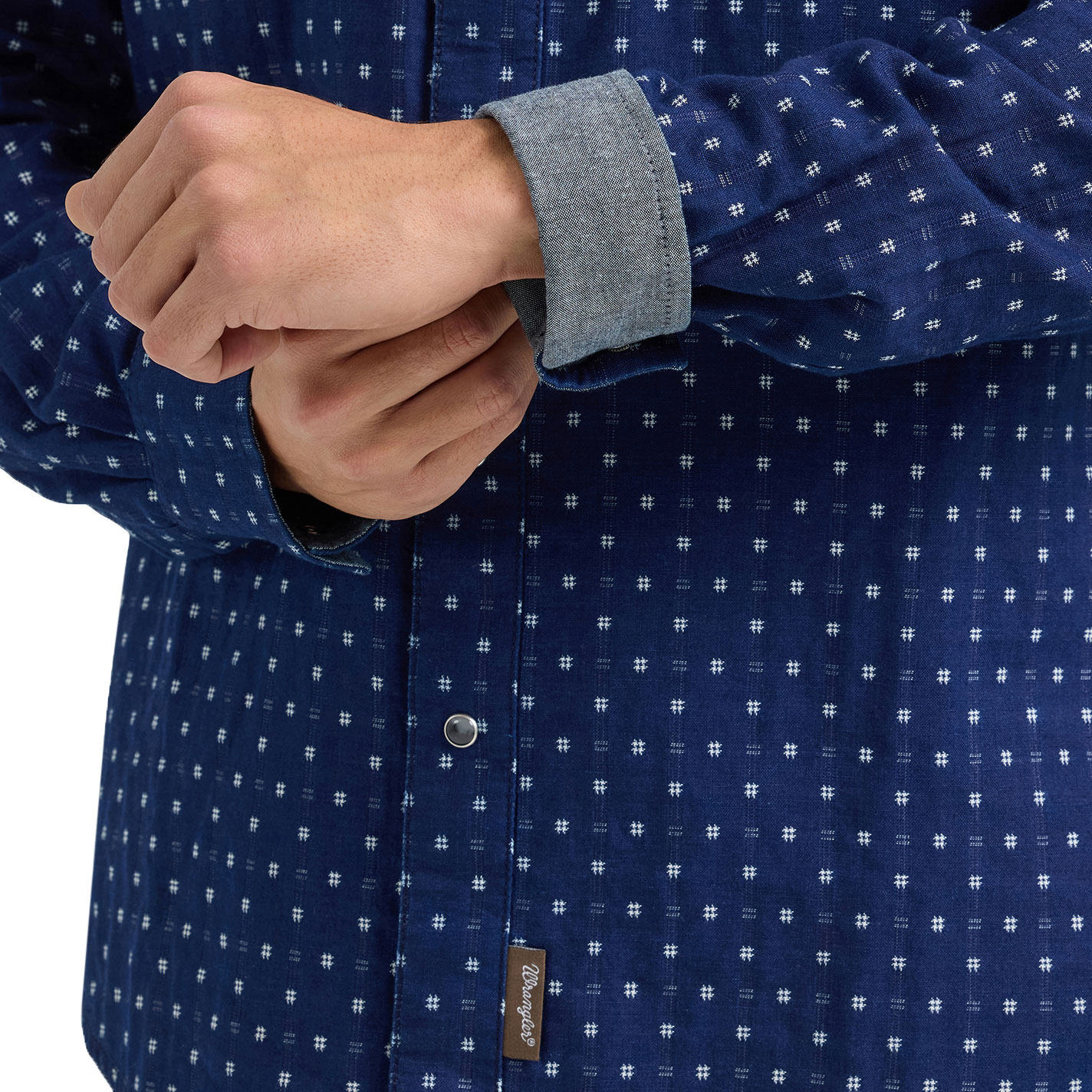Wrangler Retro Men's Royal Navy Geo Western Shirt - Image 1
