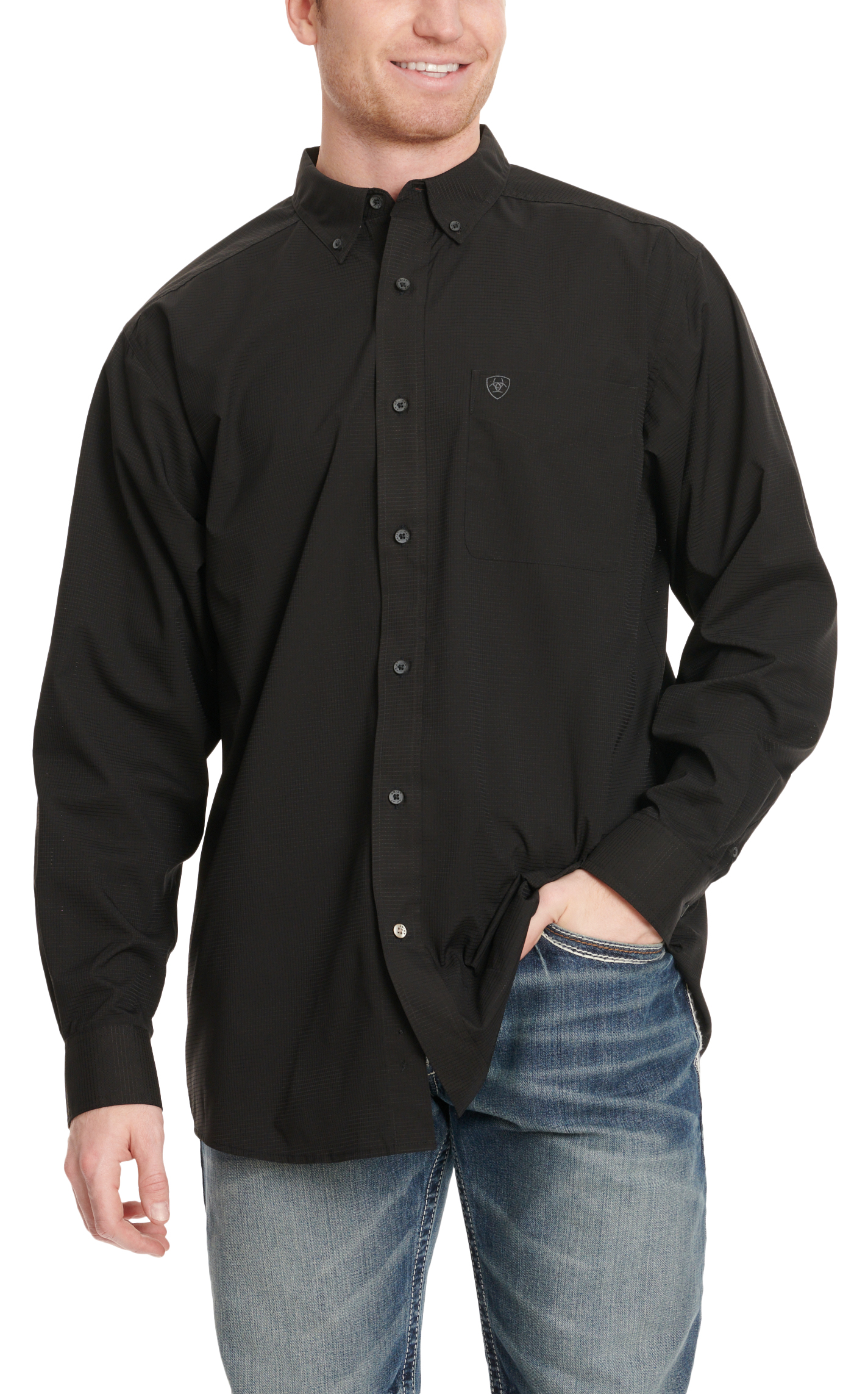 Ariat Men's 360 Airflow Black Long Sleeve Vented Shirt - Image 1