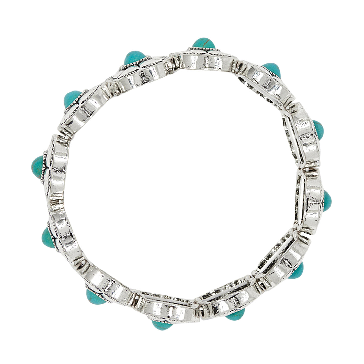 Southern Grace Silver & Turquoise Stretch Bracelet - Image 2