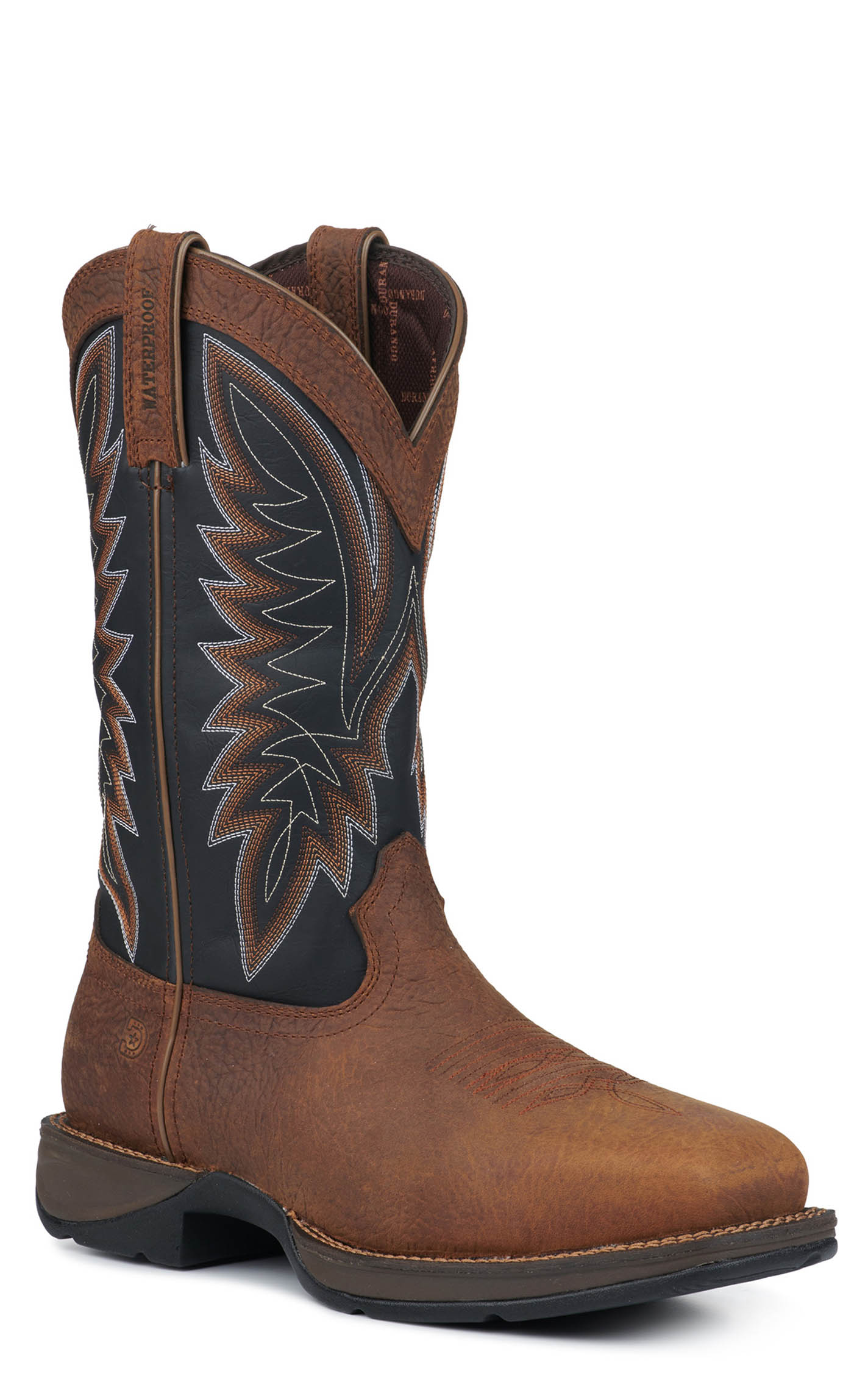 Durango Men's Rebel Brown and Black Waterproof Square Steel Toe Work Boots - Image 1