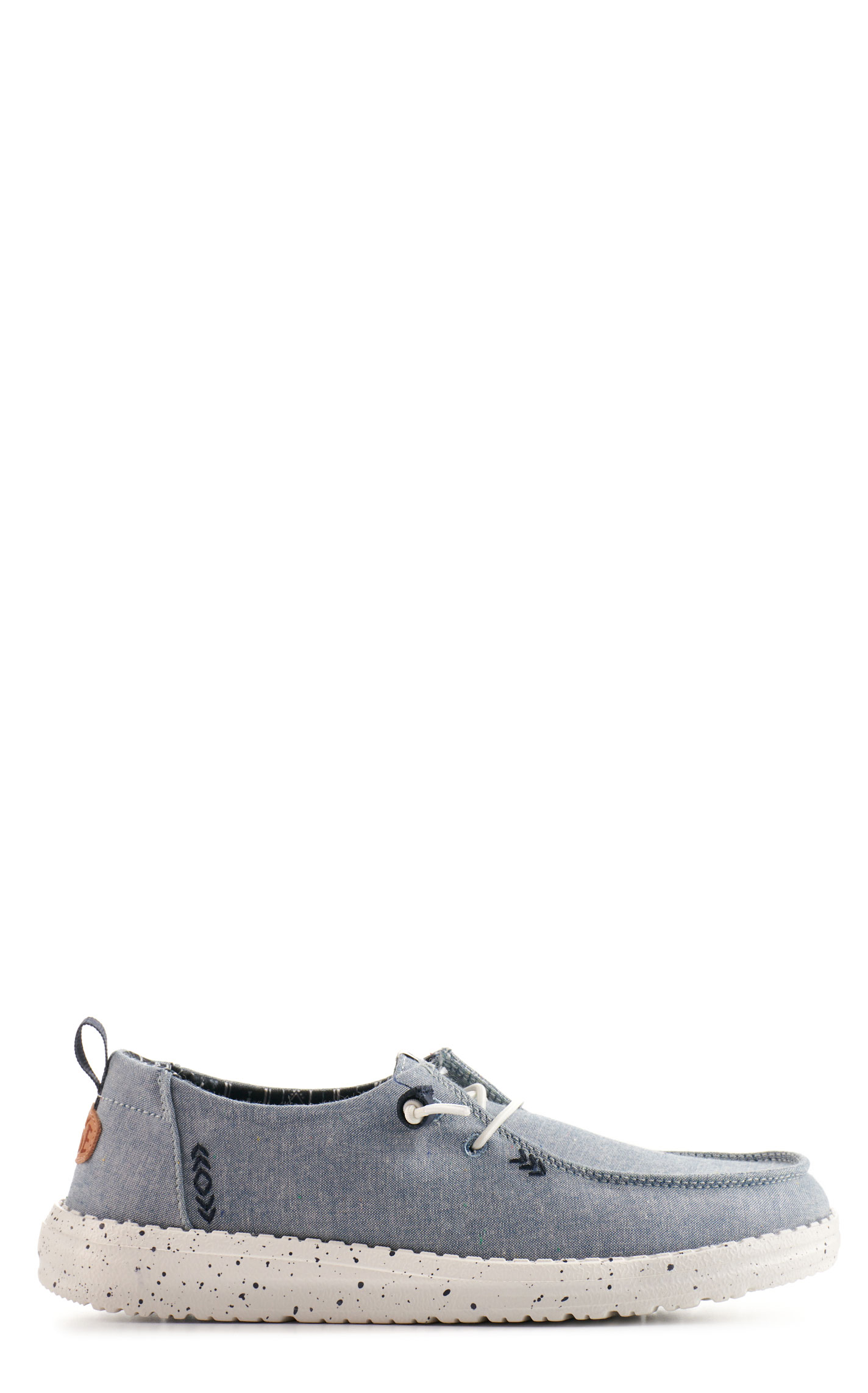 Hey Dude Women's Wendy Chambray Light Blue Moc Toe Lace Up Casual Shoes - Image 1