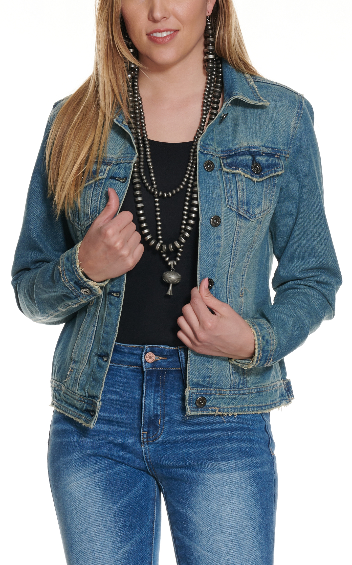 One5One Women's Antiqued Denim Jacket - Image 1