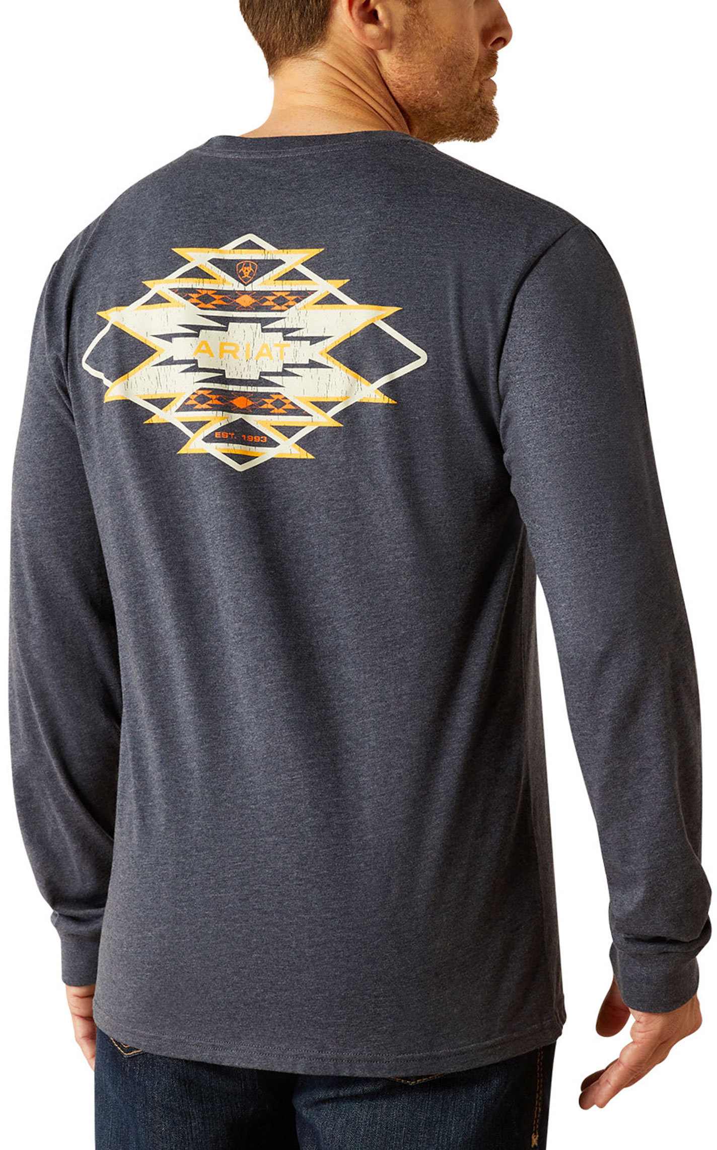 Ariat Men's Charcoal Colorful Aztec Logo Graphic T-Shirt - Image 1