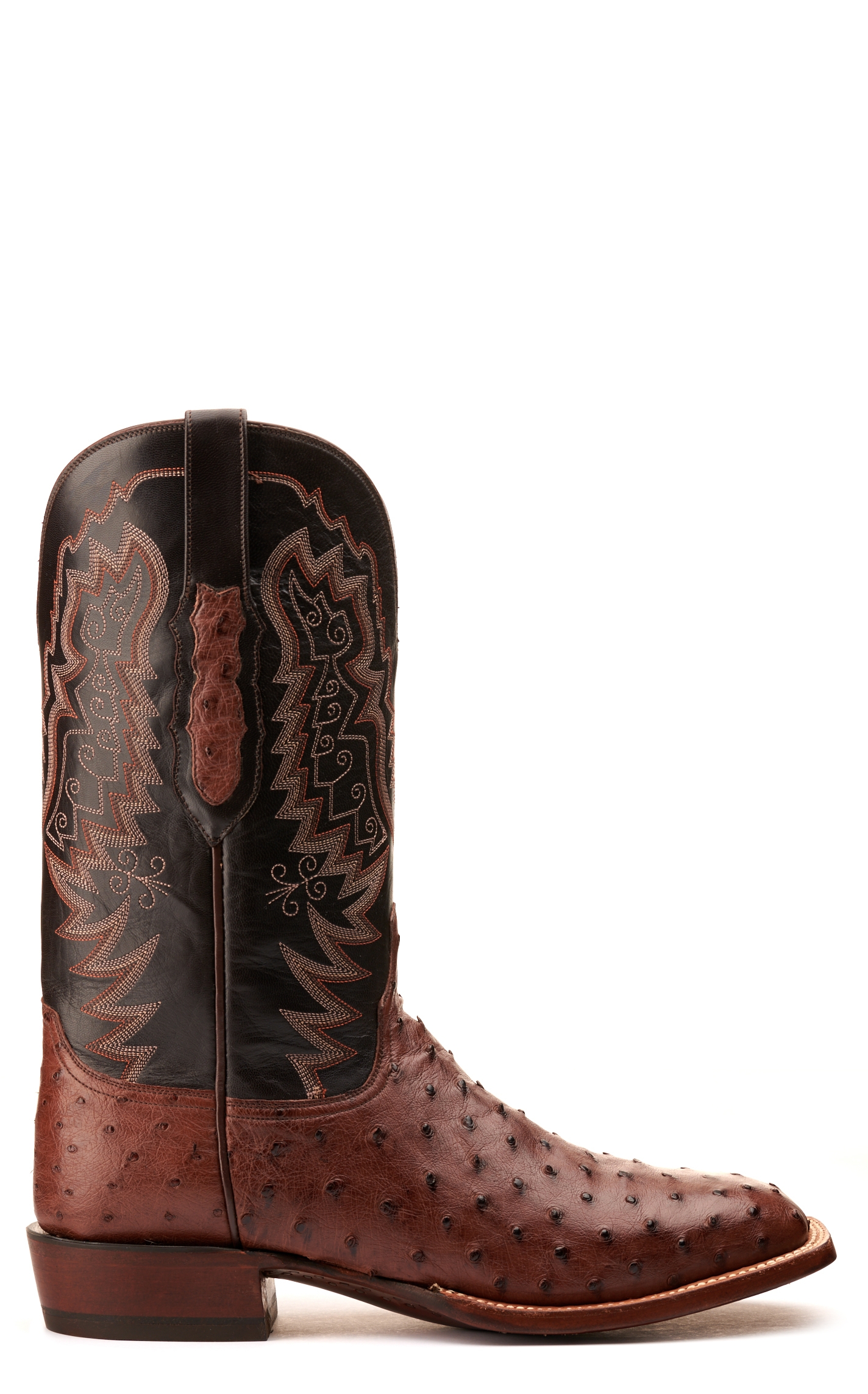 Lucchese Men's Kango Tabacco and Brown Full Quill Ostrich Wide Square Toe Exotic Cowboy Boots - Image 1