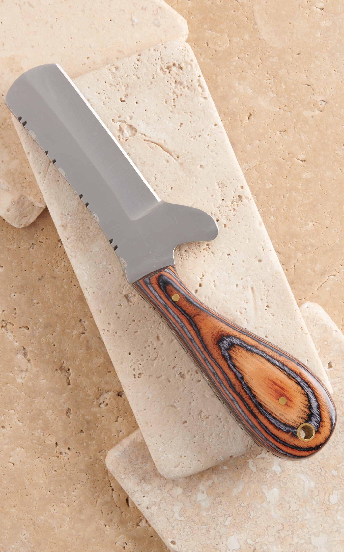 Circle SH Cutlery Stainless Blade and Wood Handle Castrations Knife with Leather Sheath - Image 1