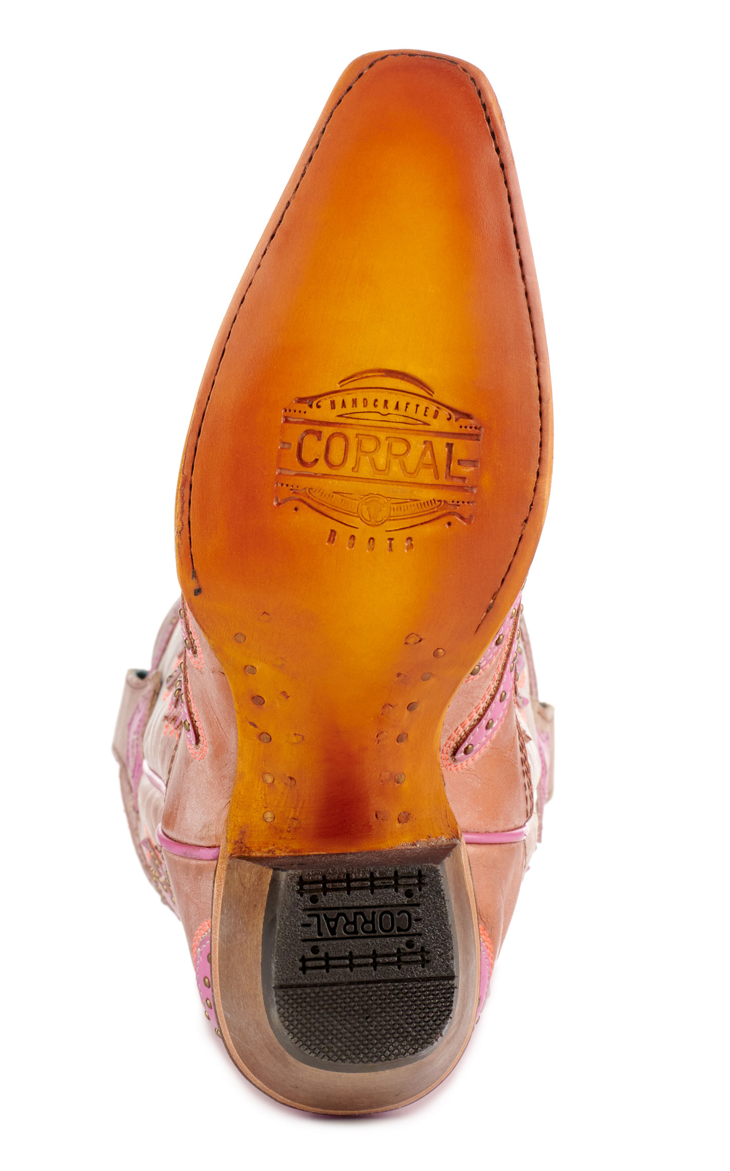 Corral Women's Light Pink with Hot Pink Overlay Black Light Snip Toe Cowboy Boots - Image 1