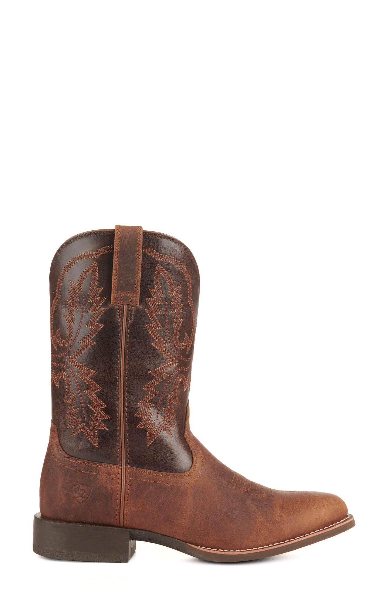 Ariat Men's Sport Stratten Sorrel Crunch and Bitter Brown Wide Round Toe Cowboy Boots - Image 1