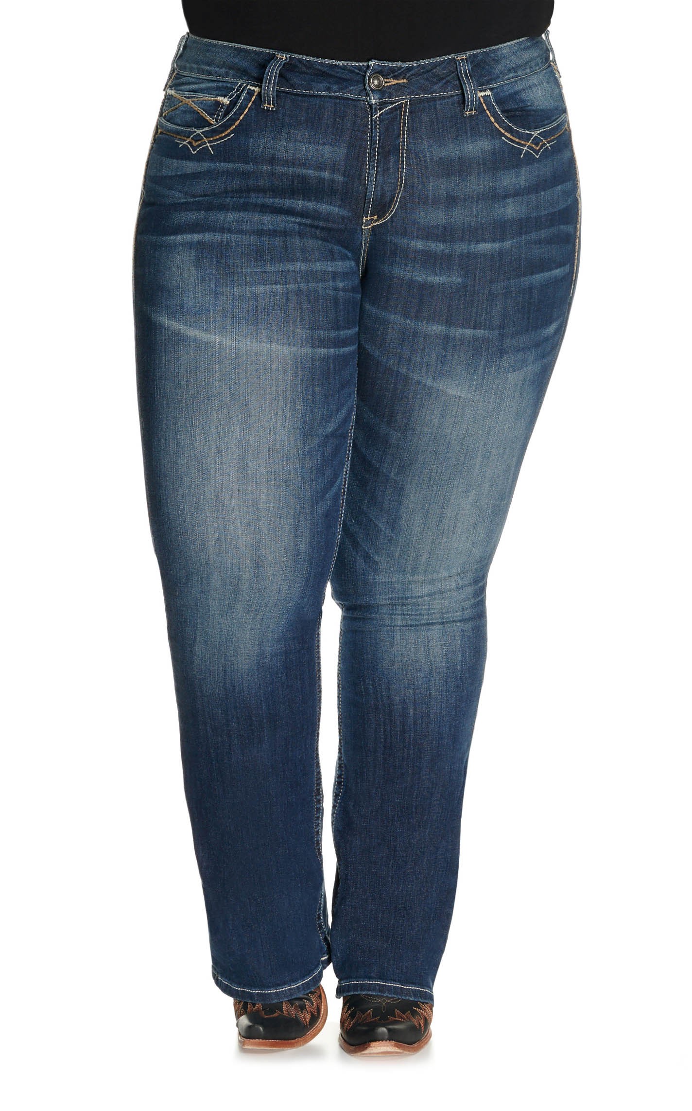 Ariat Women's REAL Entwined Festival Dark Wash Mid Rise Boot Cut Jeans - Plus Sizes - Image 1