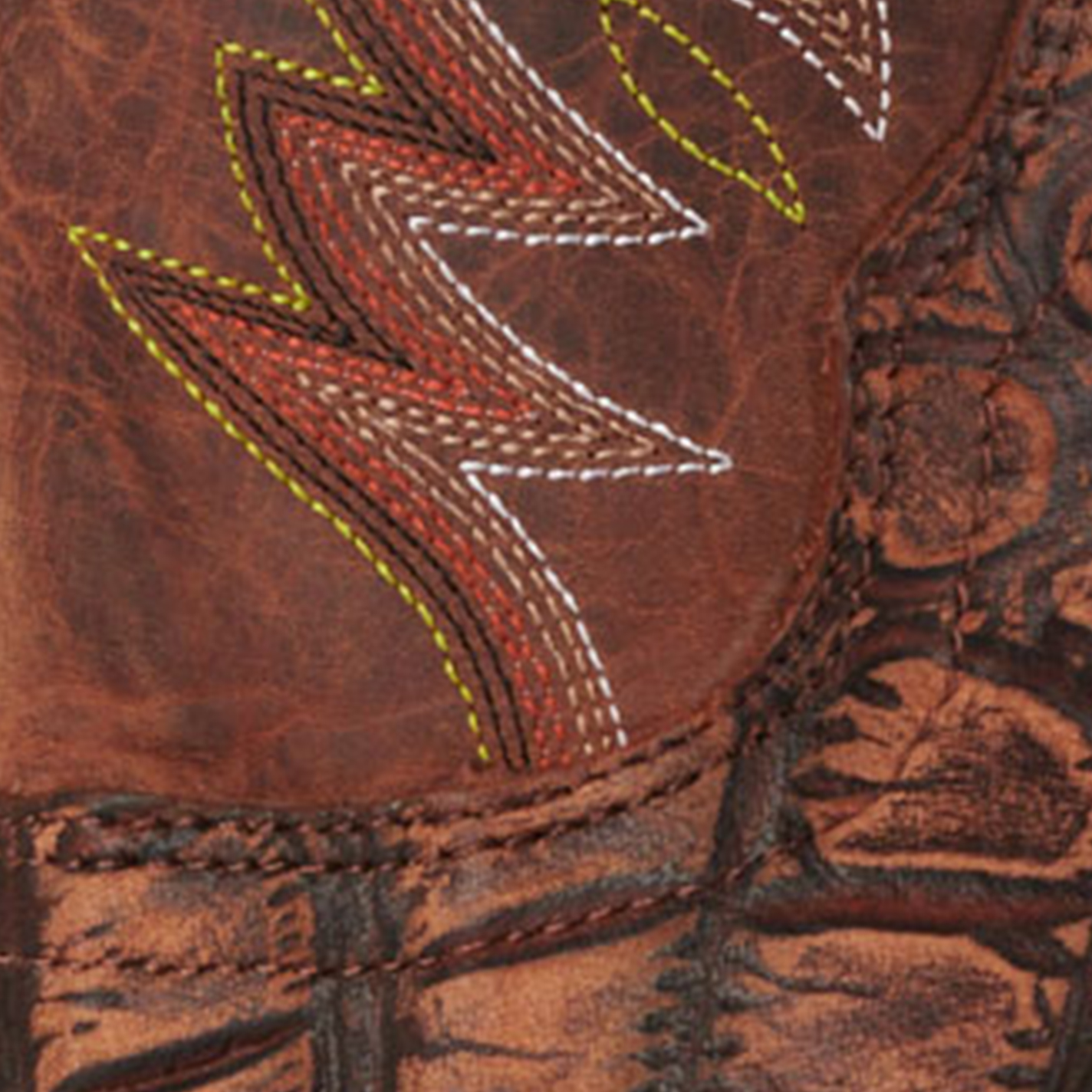 Cavender's Men's Intrepid Honey and Rustic Tan Alligator Print Wide Square Toe Cowboy Boot - Image 1