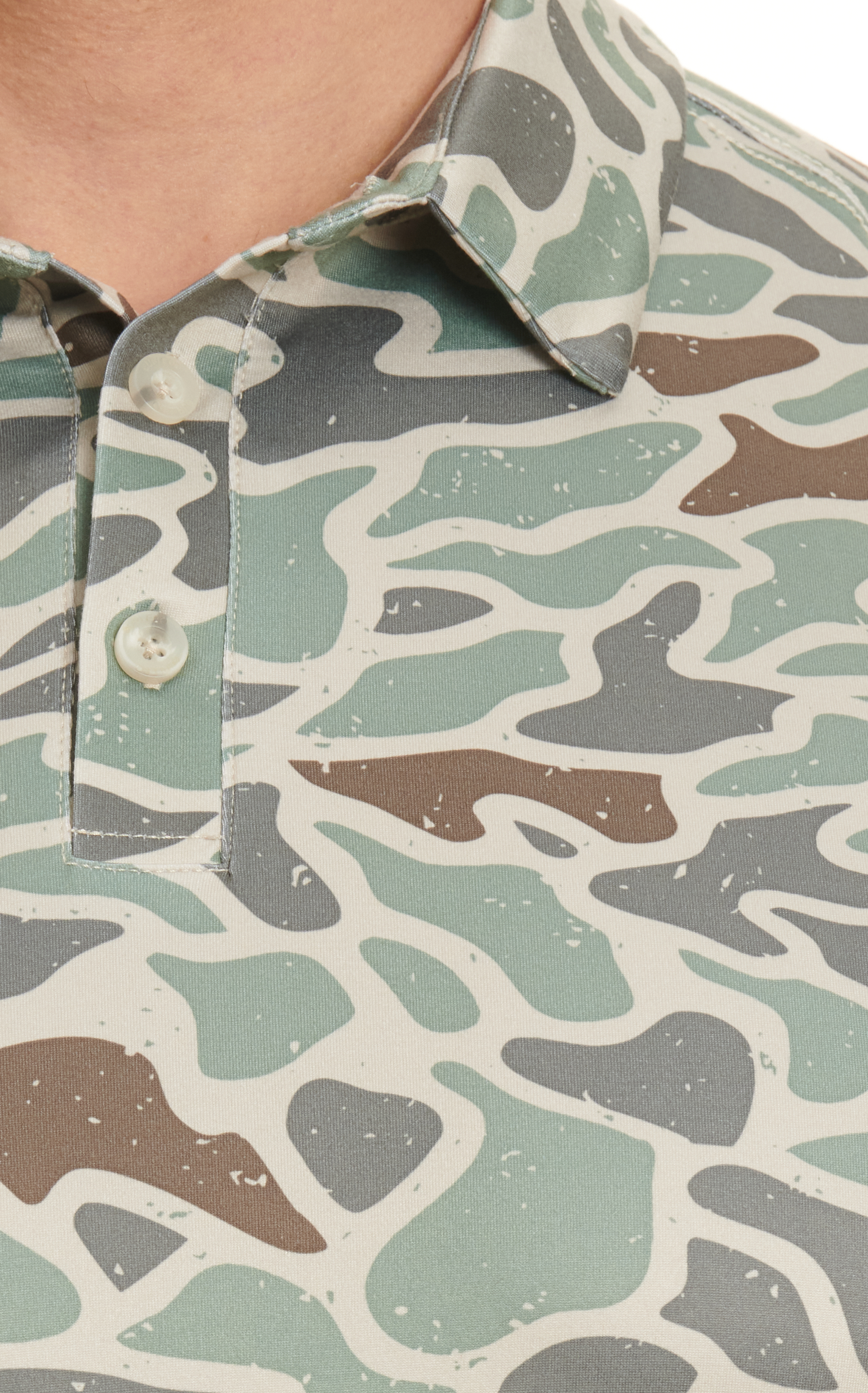 BURLEBO Men's Retro Duck Camo Print Performance Polo - Image 1