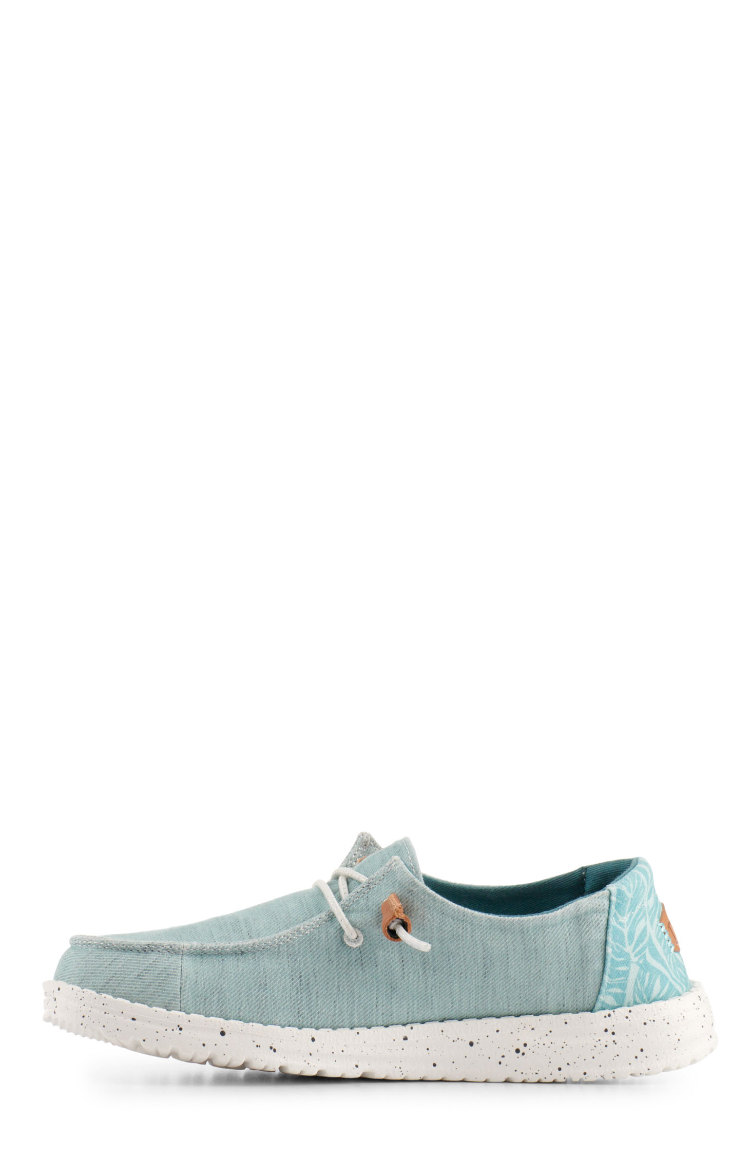 Hey Dude Women’s Wendy Heathered Turquoise with Tropical Heel Moc Toe Lace Up Casual Shoes - Image 1