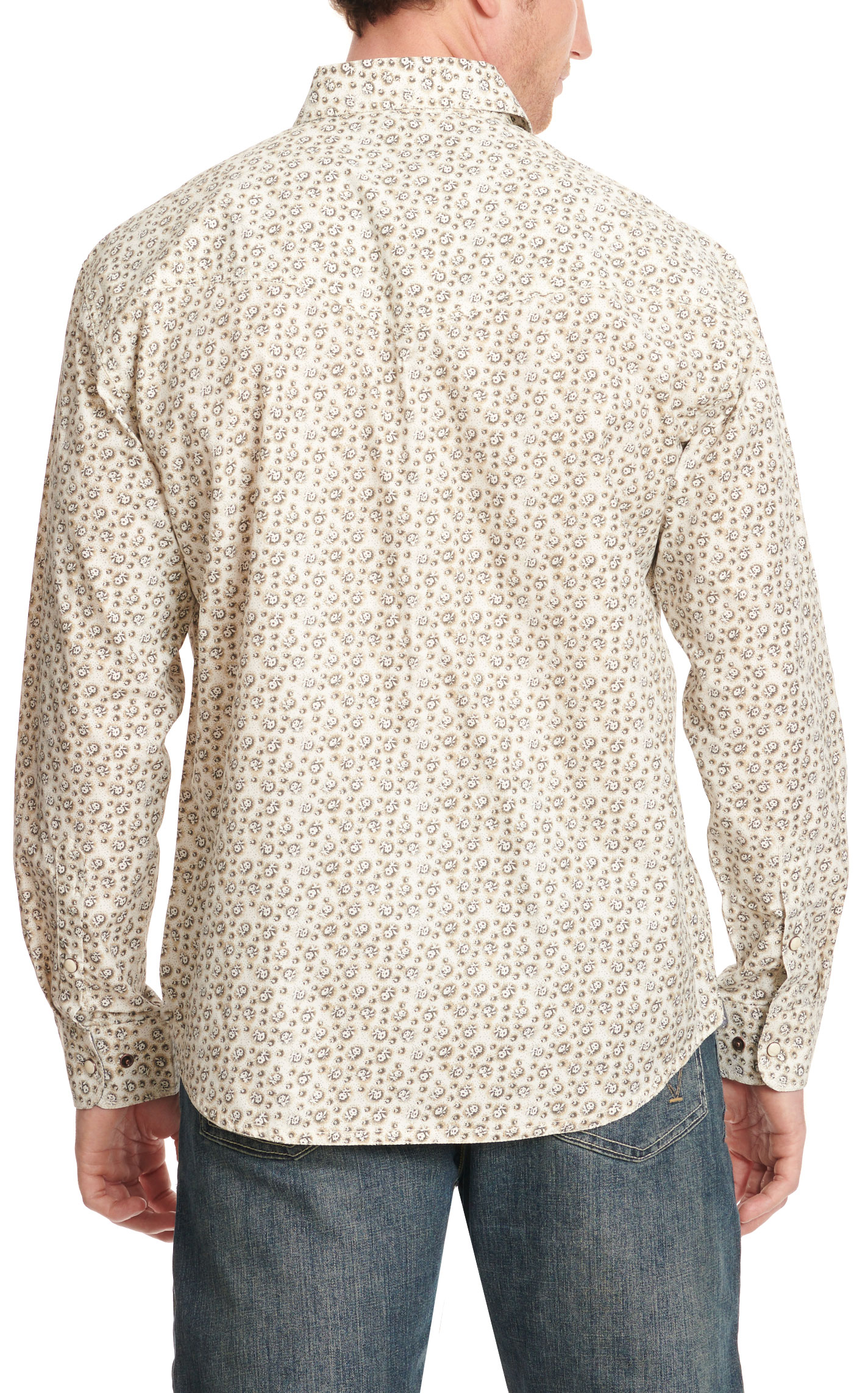 Rafter C Men's Red Dirt Collection Taupe & Chocolate Floral Geo Western Shirt - Image 1