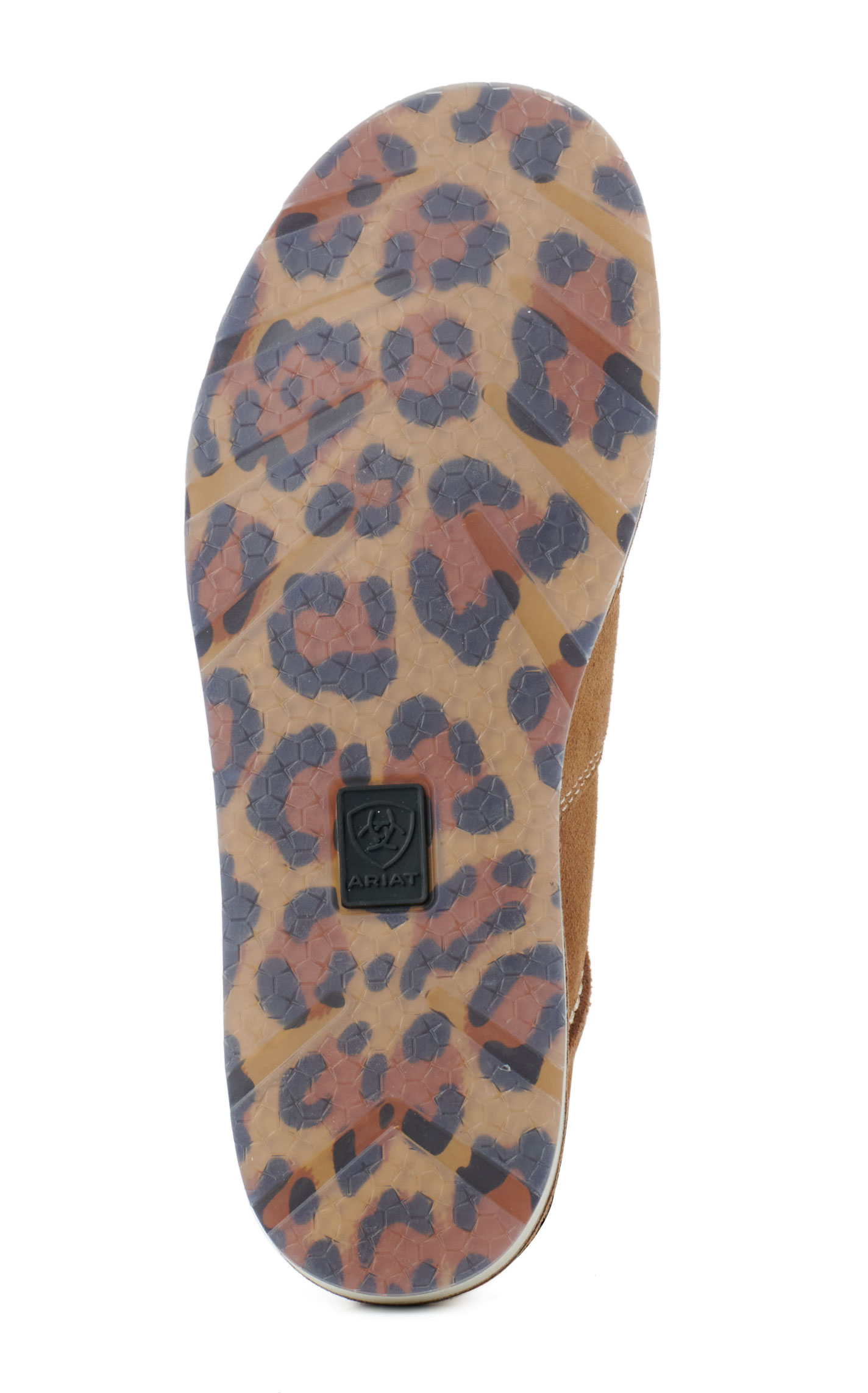 Ariat Ladies Cruiser Dark Tan Suede and Cheetah Print Hair Moc Toe Casual Shoes - Image 1