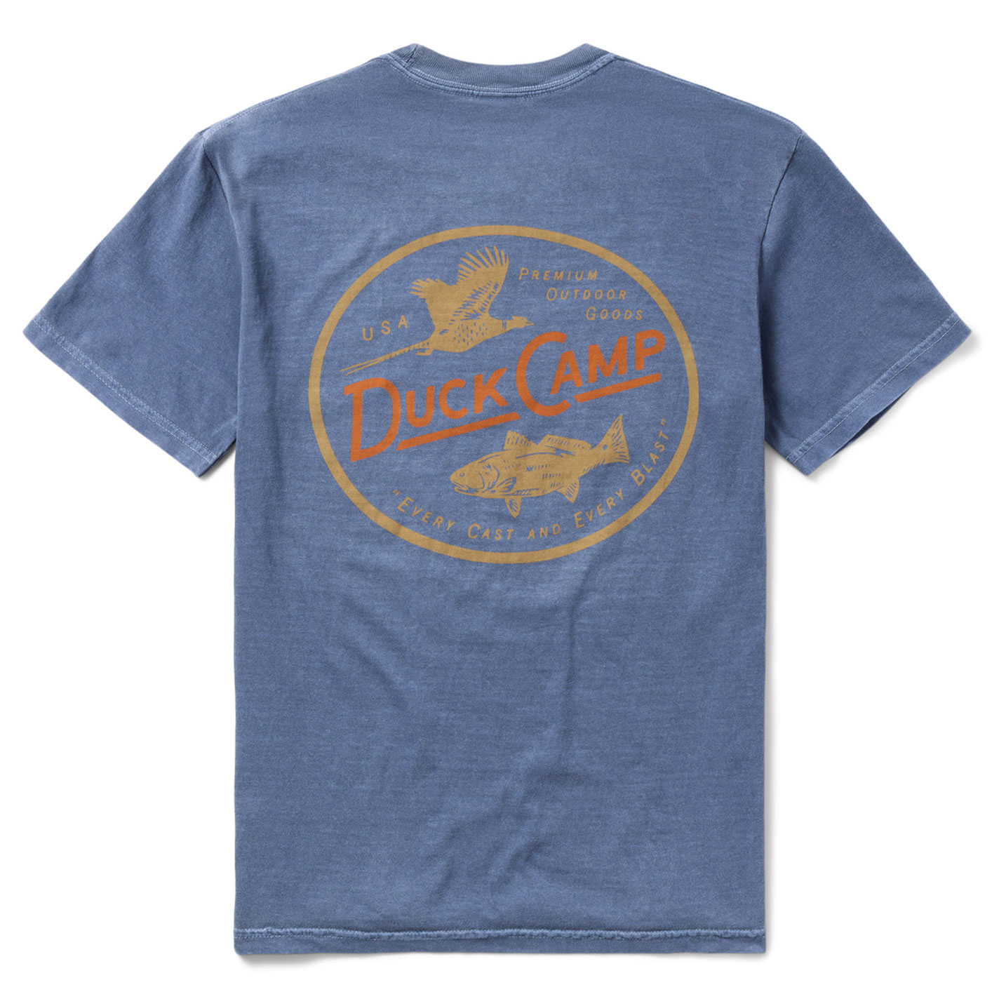 Duck Camp Men's Denim Blue Pheasant Redfish Graphic T-Shirt - Image 1