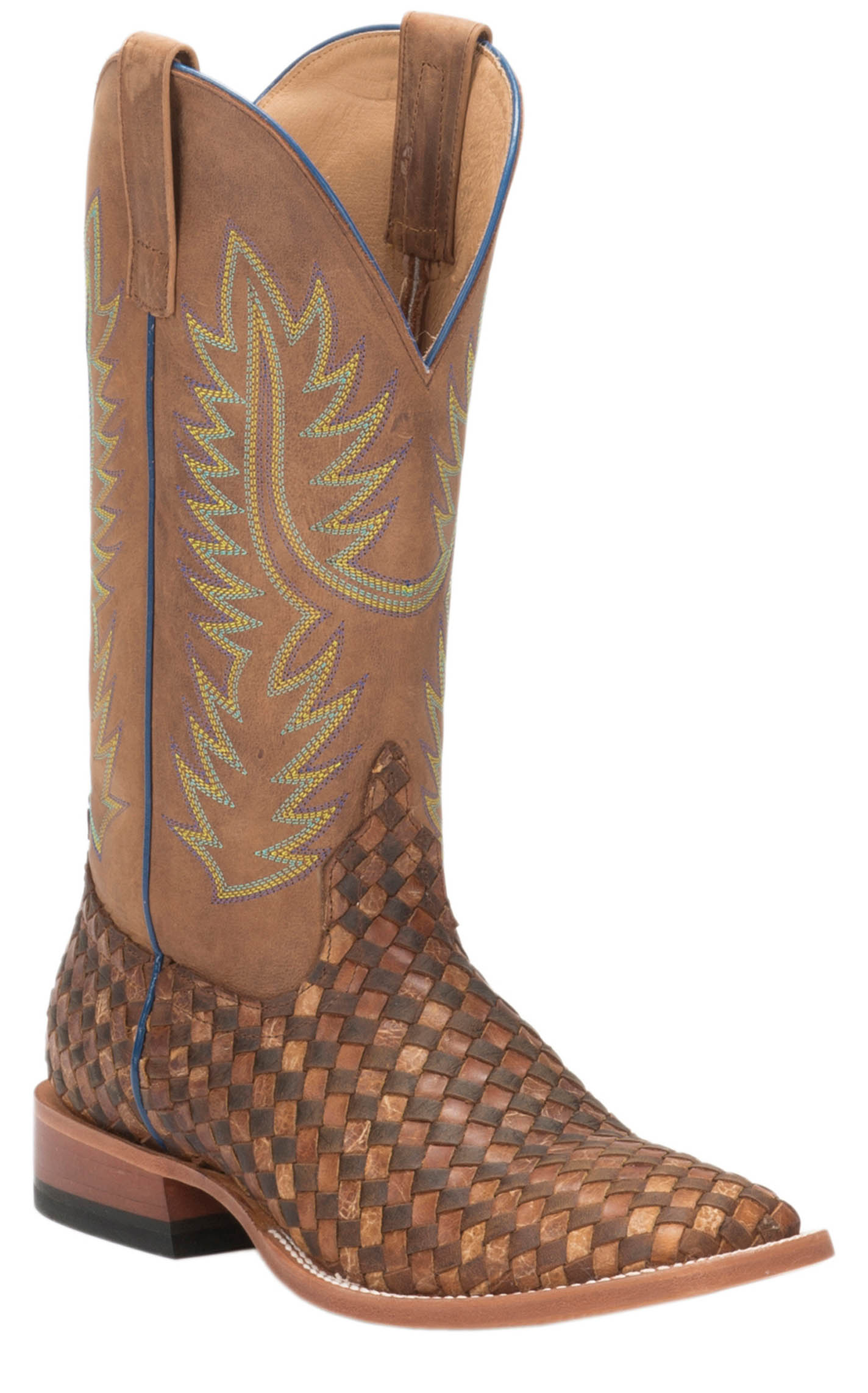 Anderson Bean Men's Horse Power Toast & Honey Woven Square Toe Boots - Image 1