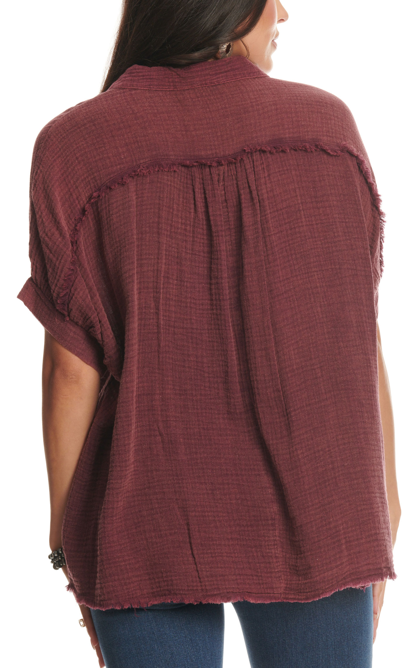Umgee Women's Plum Mineral Washed Gauzy Top - Image 1