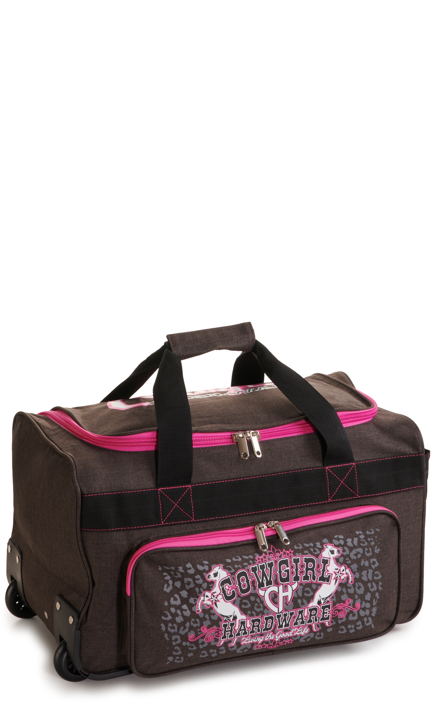 Cowgirl Hardware Heather Brown and Hot Pink 18 Inch Gear Bag - Image 1