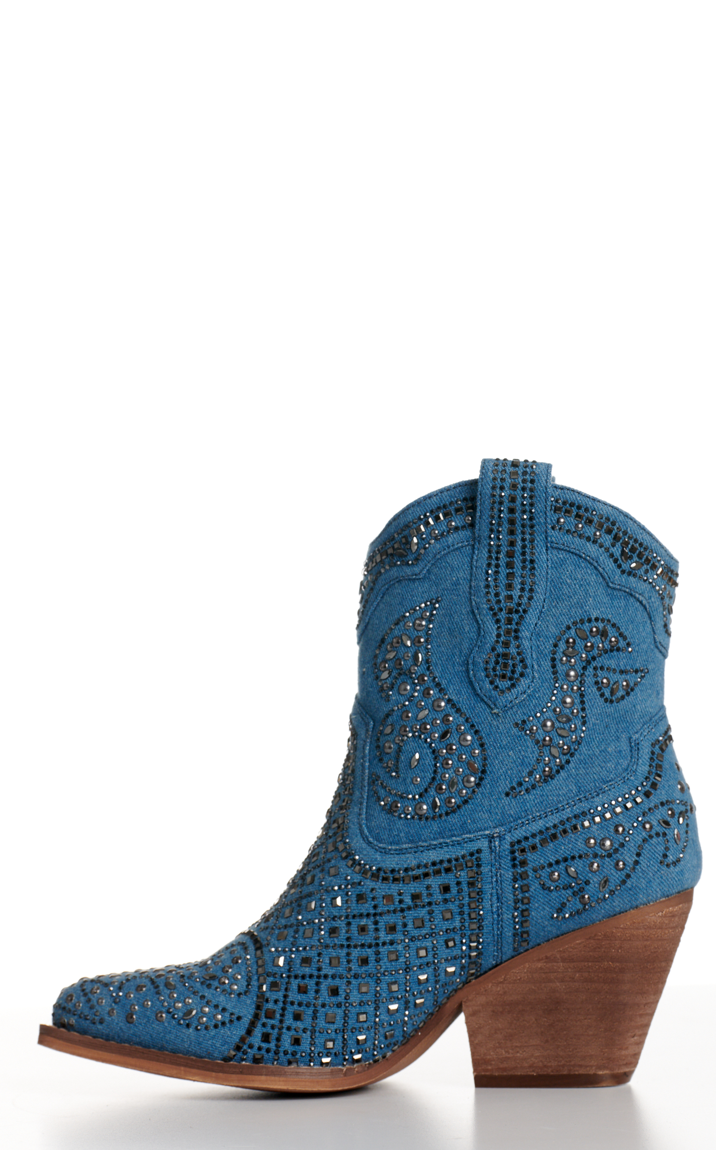 Very G Women's Show Off Denim with Western Studs Snip Toe Booties - Image 1