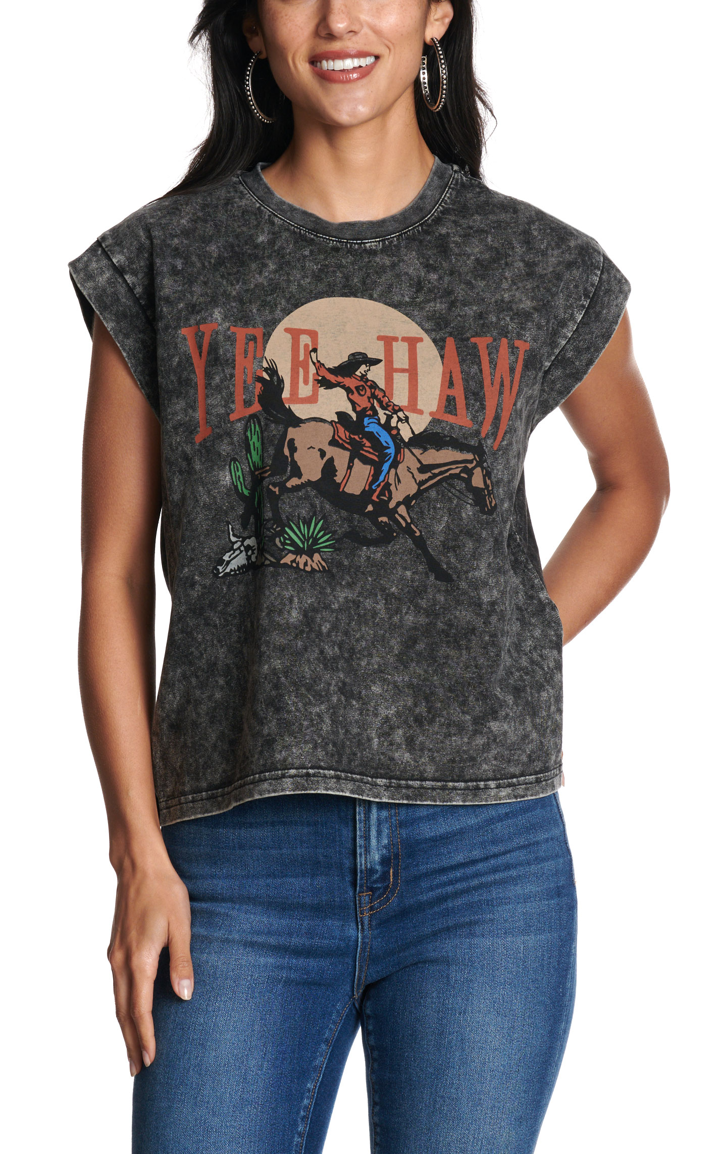 Merigold Kiss Women's Charcoal Yee Haw Graphic T-Shirt - Image 2