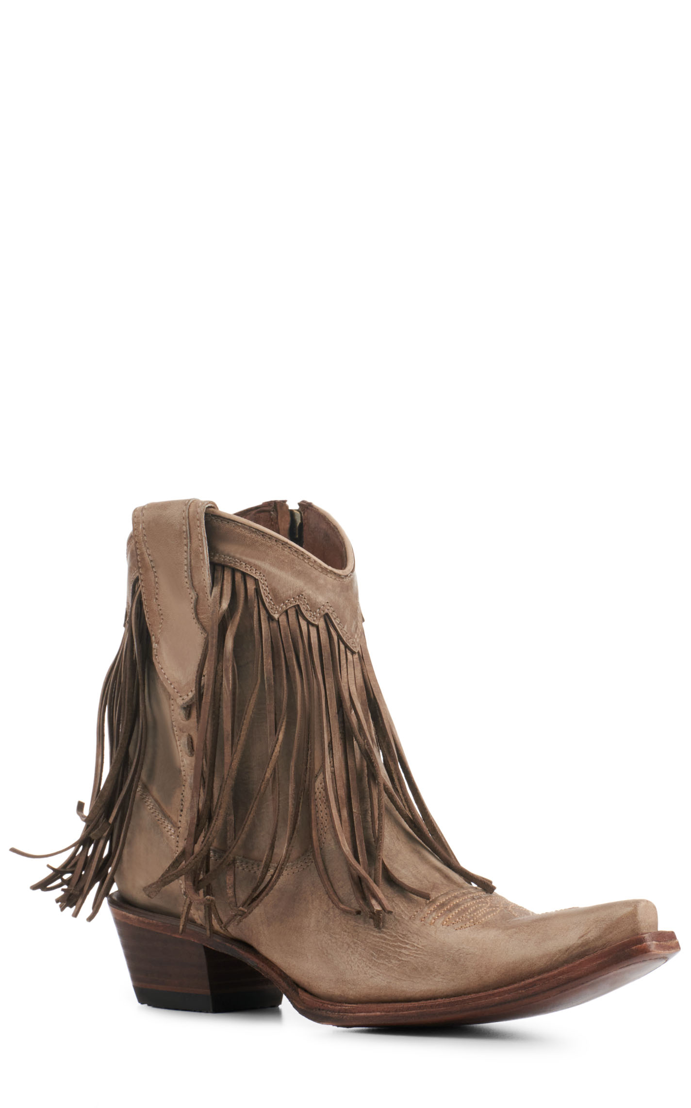 Circle G by Corral Women's Sand with Fringe Snip Toe Booties - Image 1
