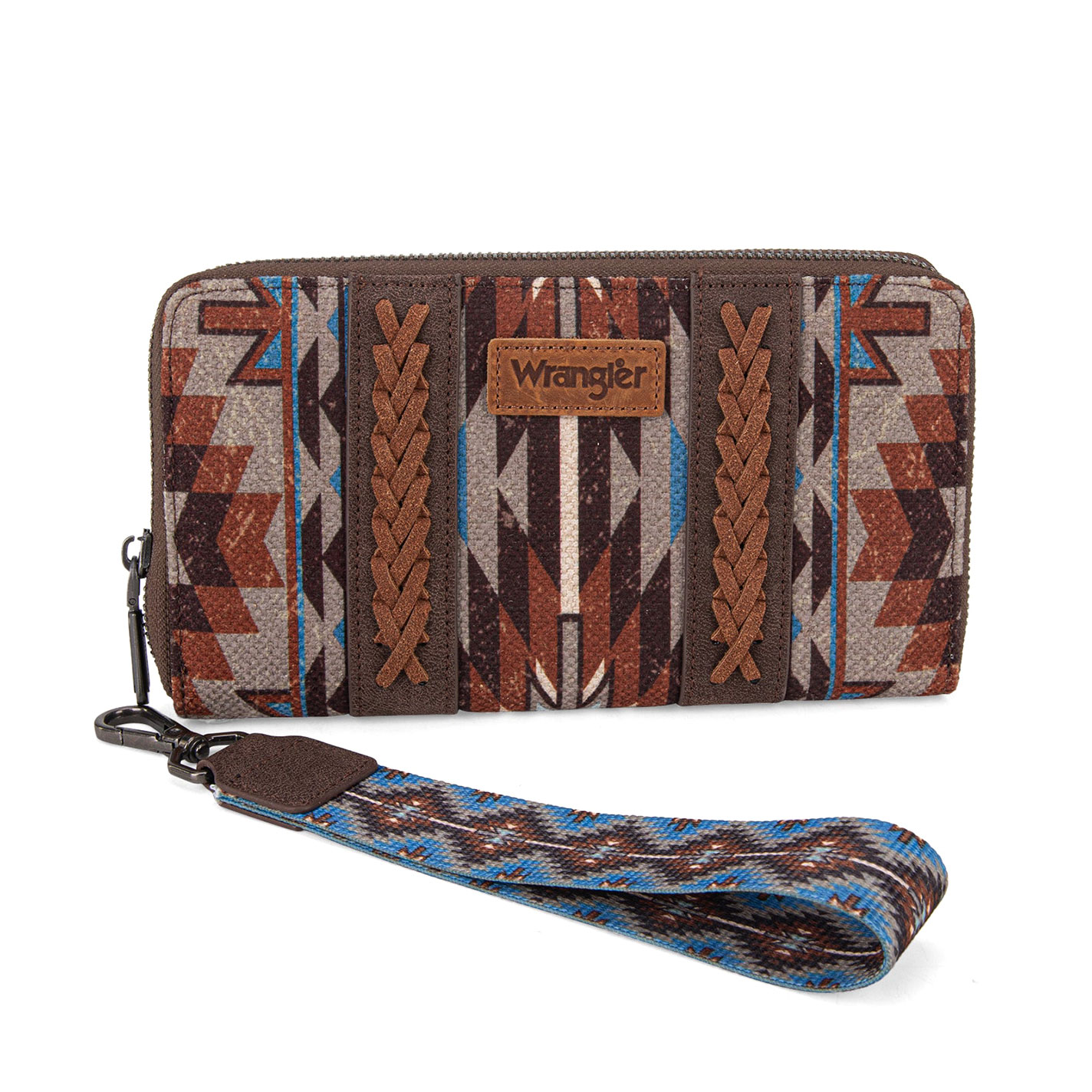Wrangler Coffee Aztec Wristlet Long Wallet - Image 1